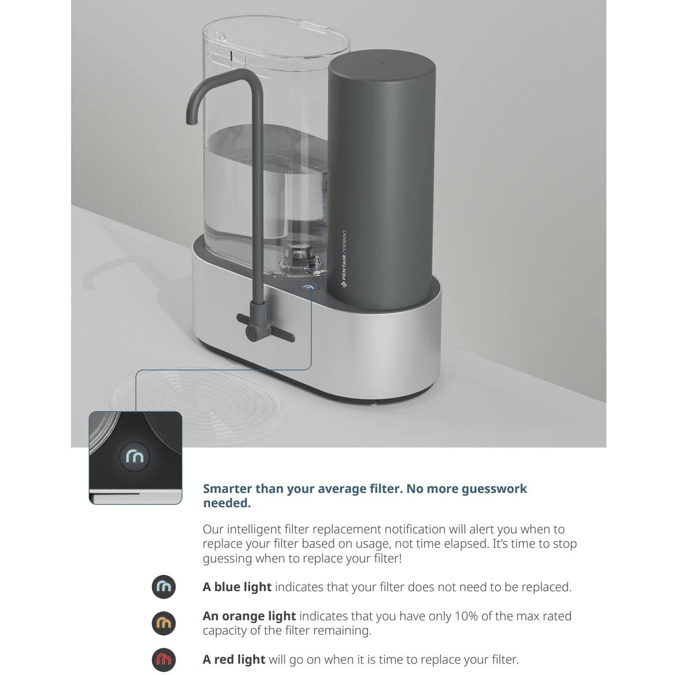 Pentair Rocean Reservoir Replacement Filter Cartridge For Rocean Countertop Tap Water Filter System