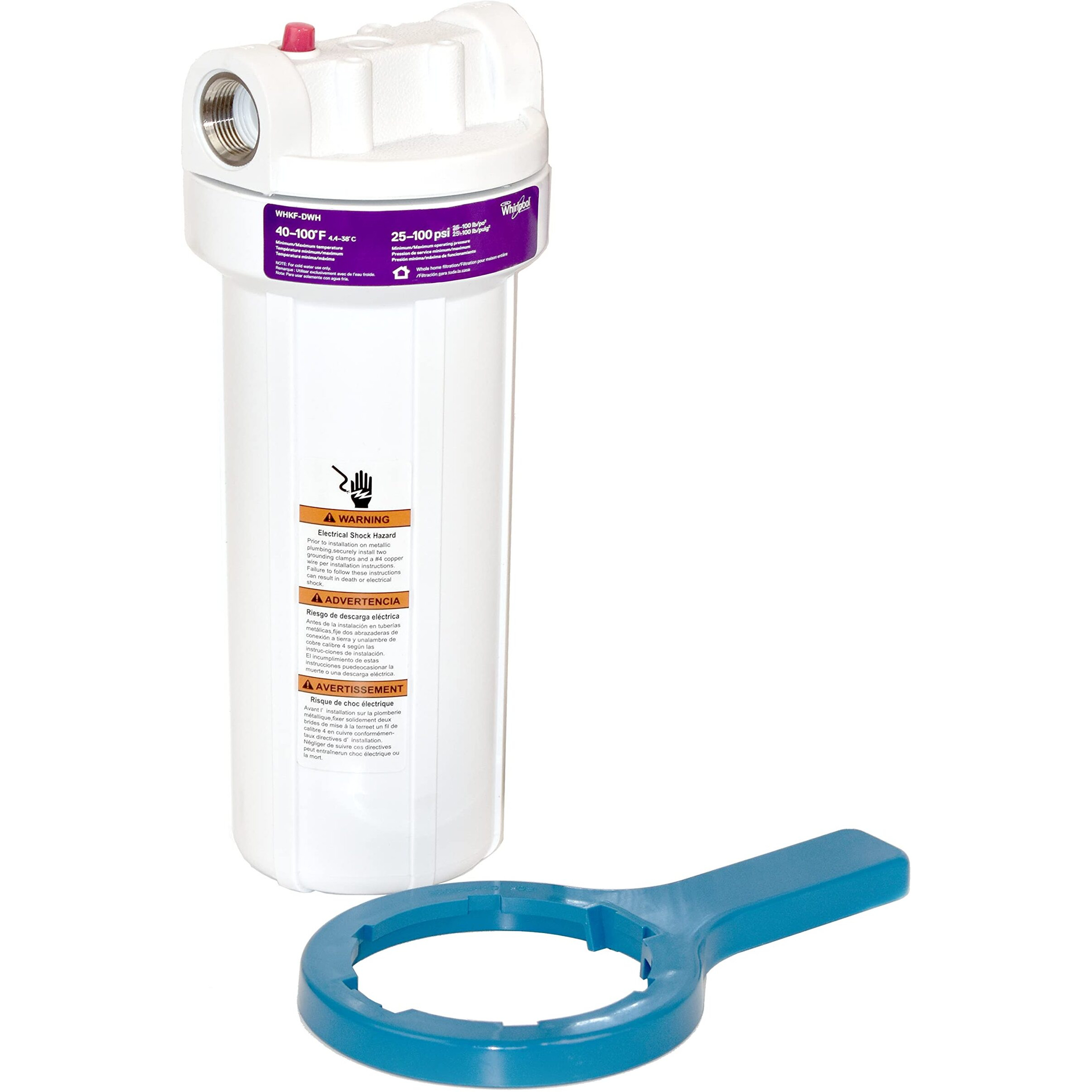 Whirlpool Whole Home Water Filtration System | Whkf-Dwh, Stainless Steel Inlets | Standard Capacity Reduces Sediment, Sand, Soil, Silt, & Rust | Filter Not Included