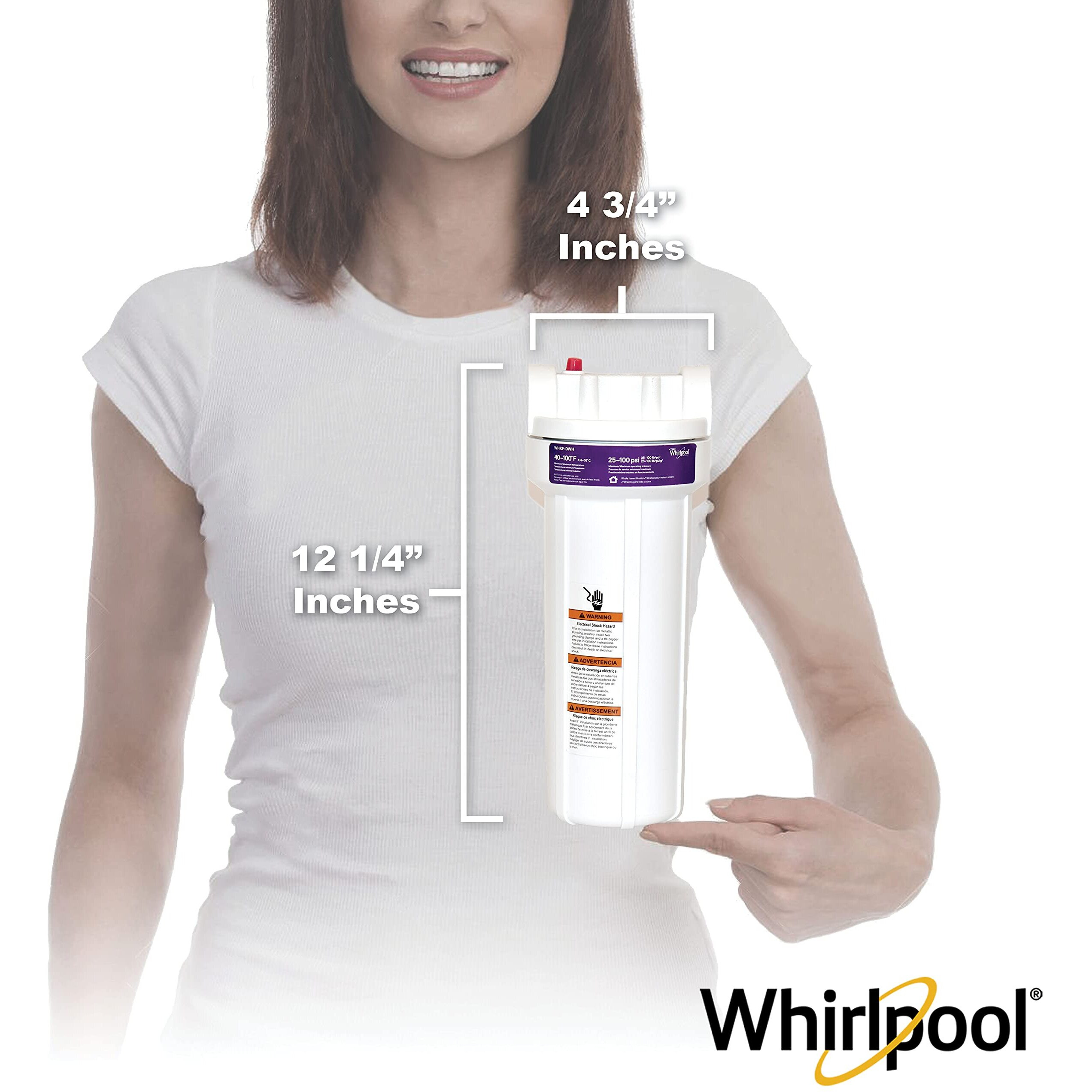Whirlpool Whole Home Water Filtration System | Whkf-Dwh, Stainless Steel Inlets | Standard Capacity Reduces Sediment, Sand, Soil, Silt, & Rust | Filter Not Included