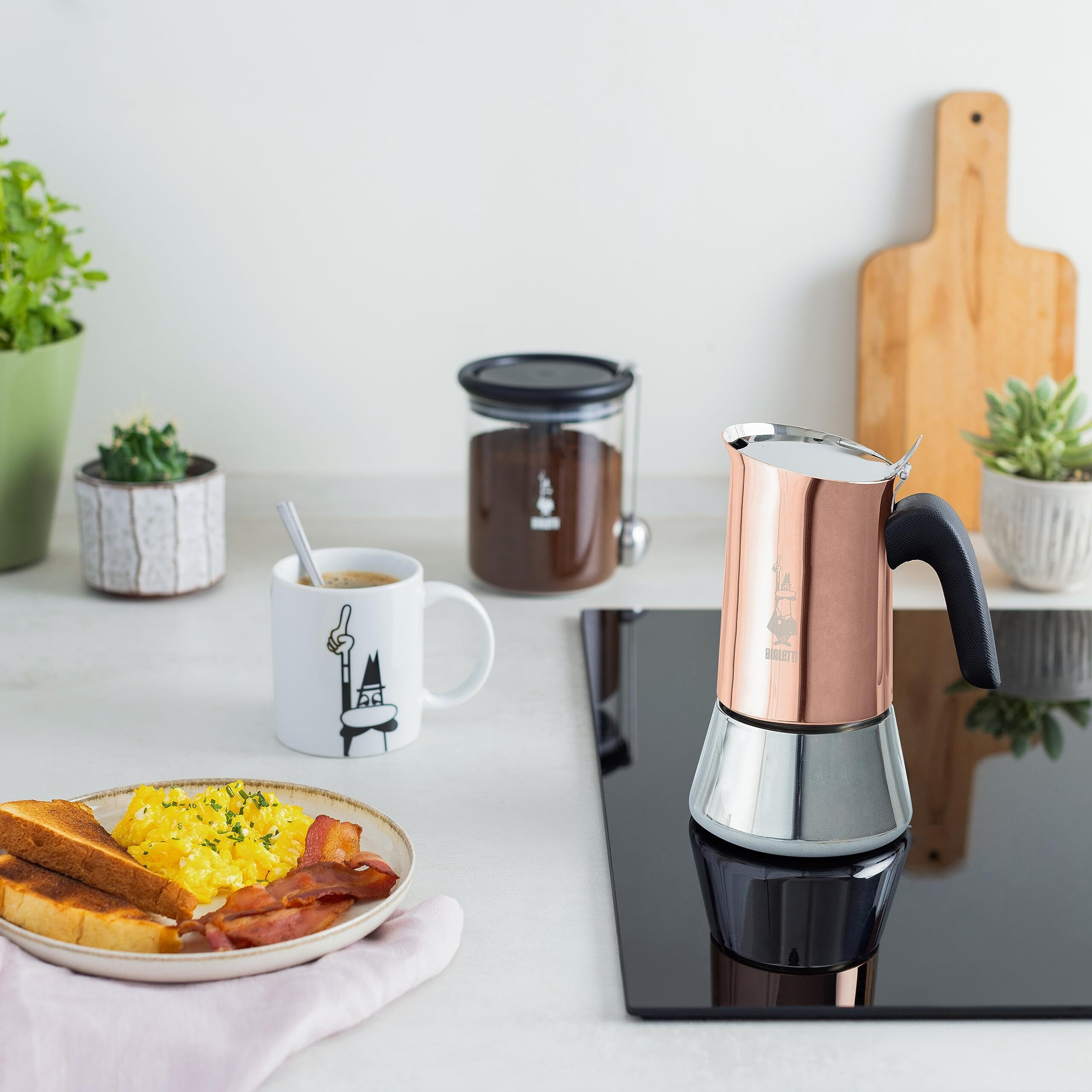 Bialetti - New Venus Induction, Stovetop Coffee Maker, Suitable For All Types Of Hobs, 18/10 Steel, 4 Cups (5.7 Oz), Aluminum, Copper,Silver