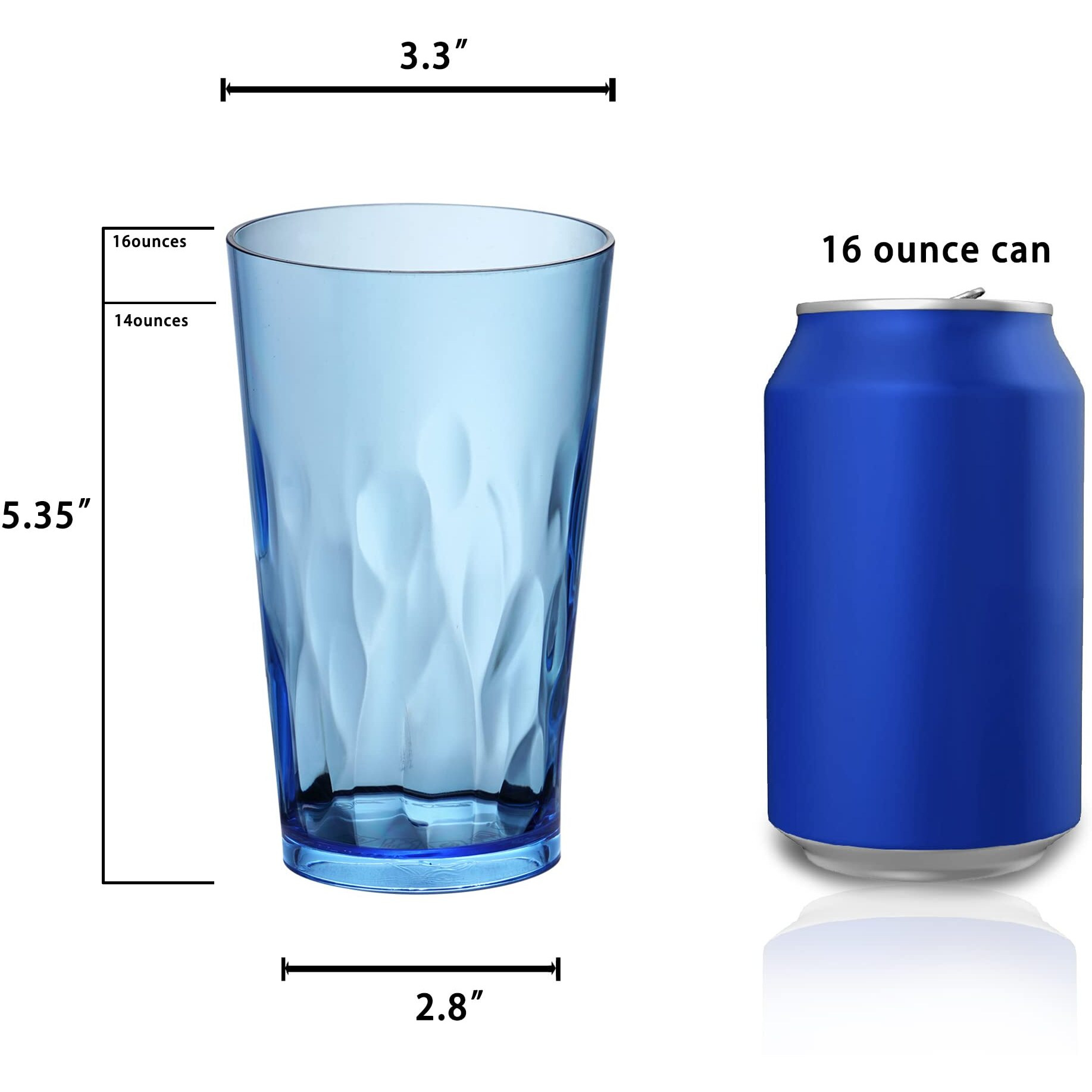 Jgirl Unbreakable Plastic Drinking Glasses [Set Of 6] Shatterproof Drinking Cups, Reusable Drinking Tumblers, Plastic Glass Cup, Drinking Cup, Dishwasher Safe (16 Ounces)