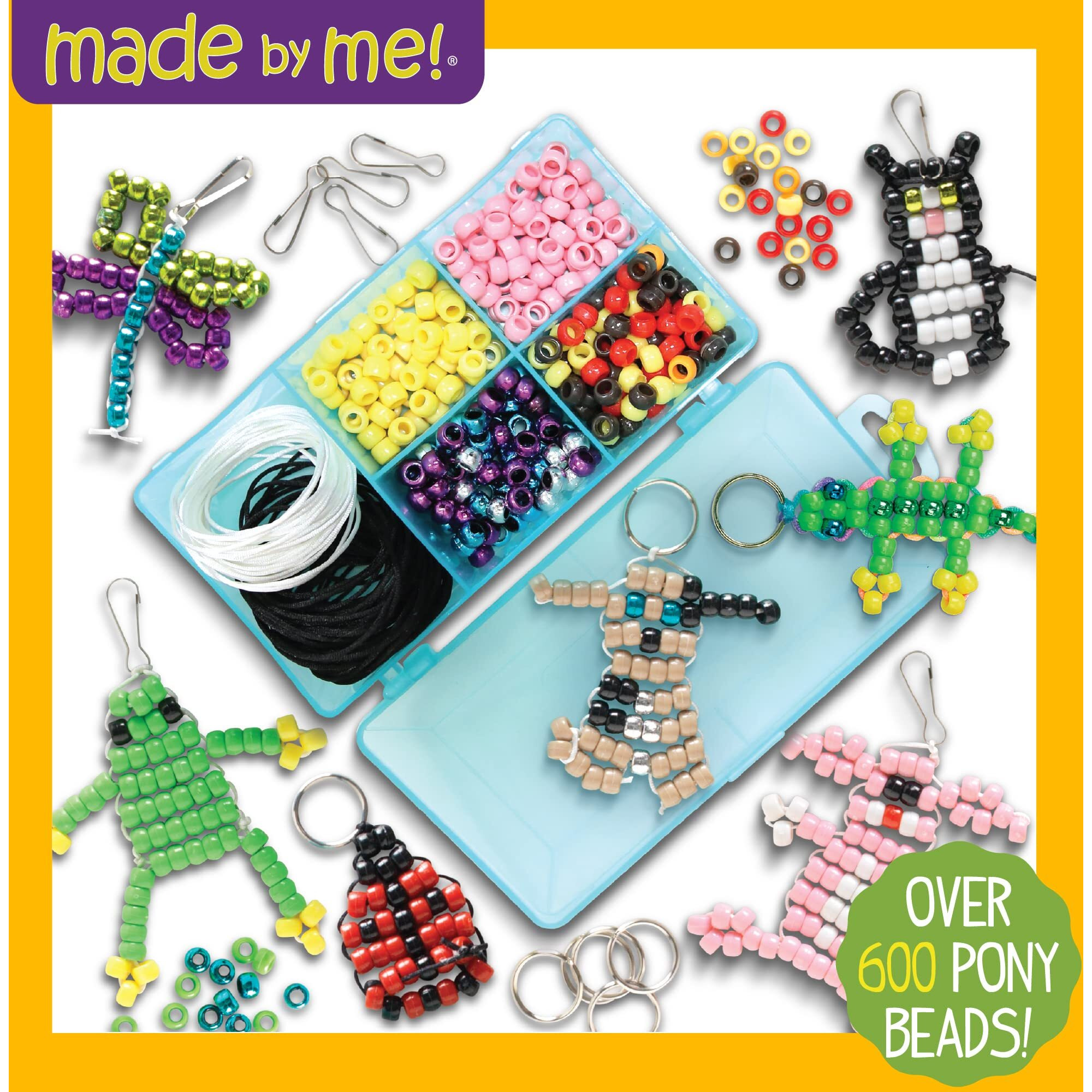 Made By Me Create Your Own Bead Pets By Horizon Group Usa, Includes Over 600 Pony Beads, 6 Key Rings, Storage Box & Much More