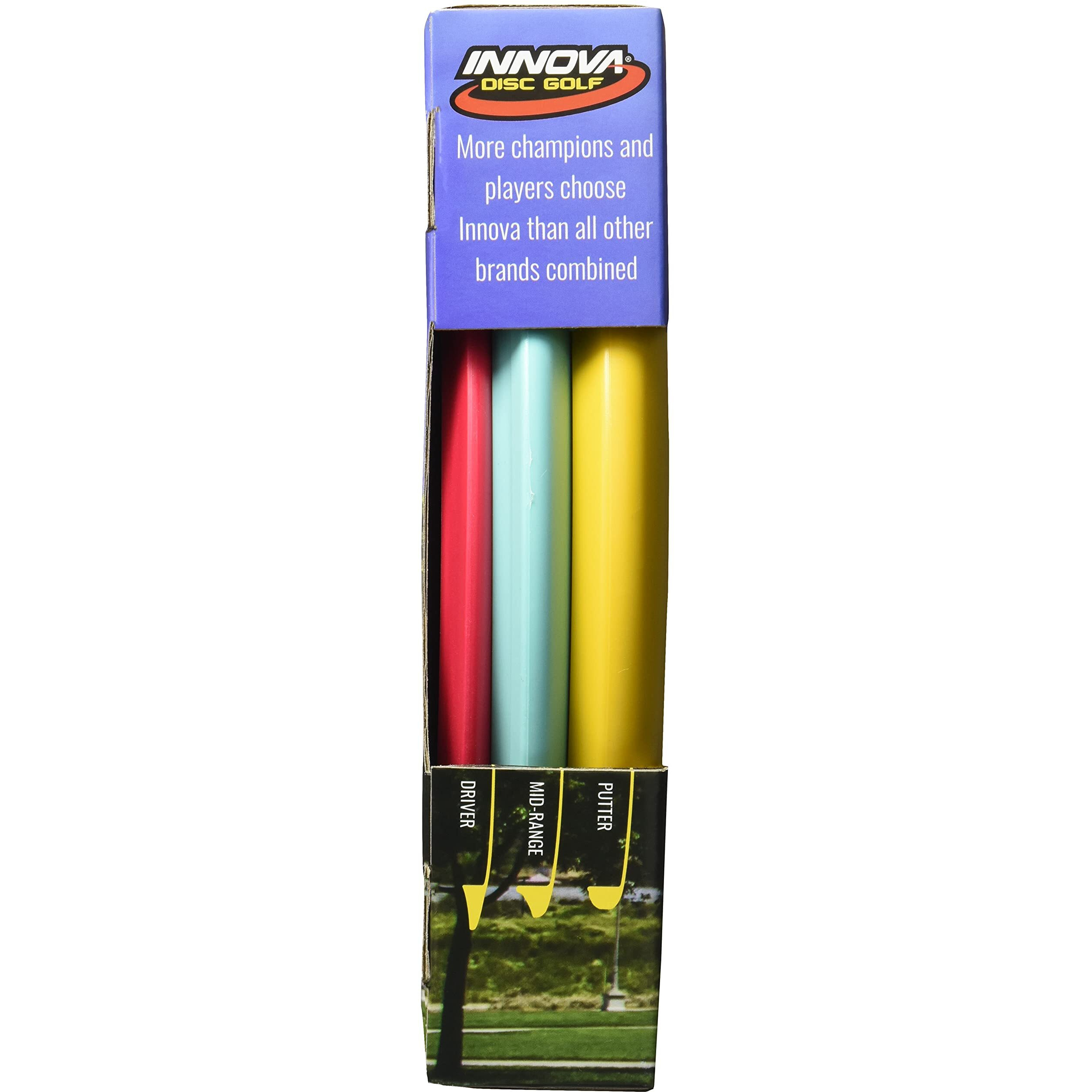 Innova Disc Golf Set - Driver, Mid-Range & Putter, Comfortable Dx Plastic, Colors May Vary (3 Pack)