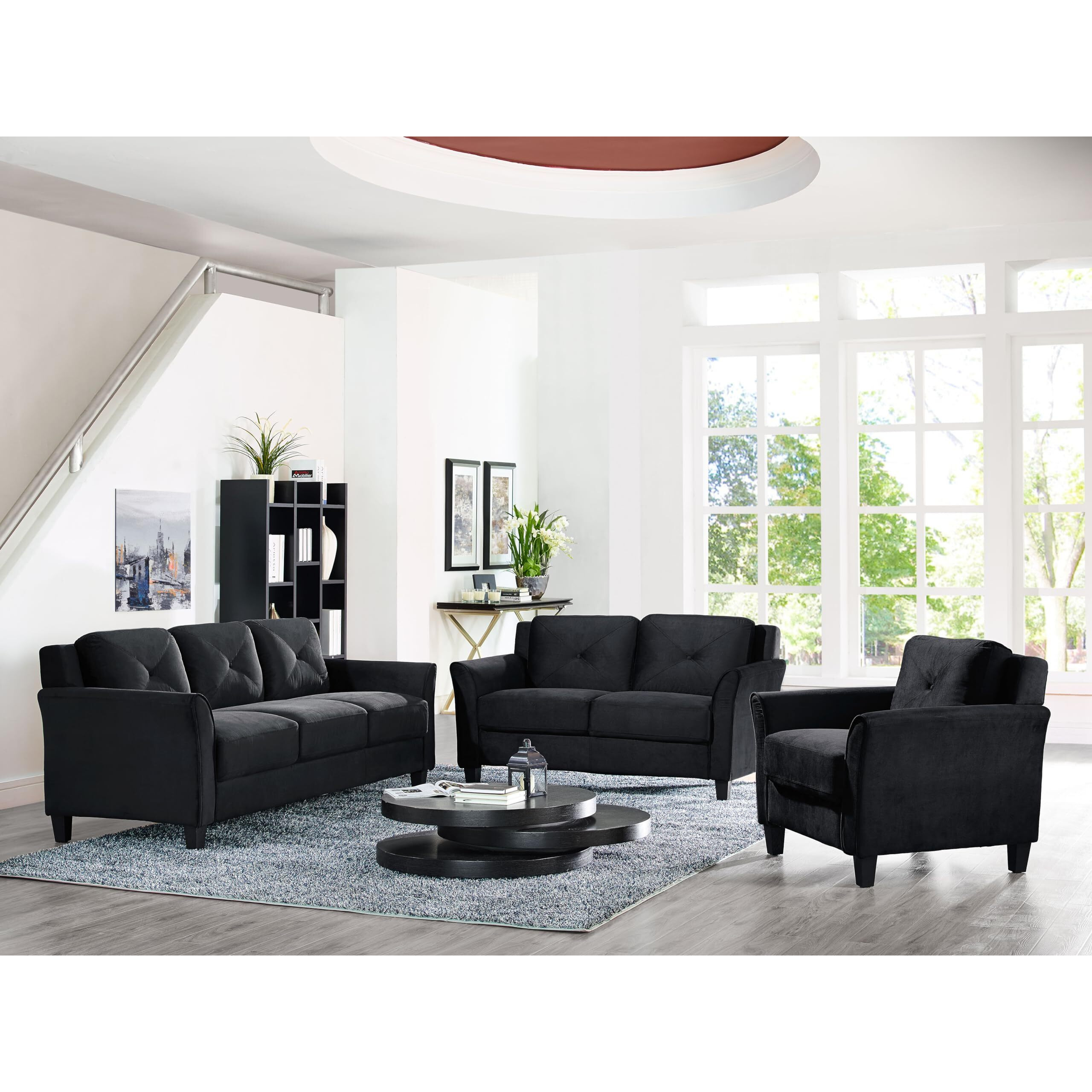 Lifestyle Solutions Harrington Arm Chair Microfiber Black