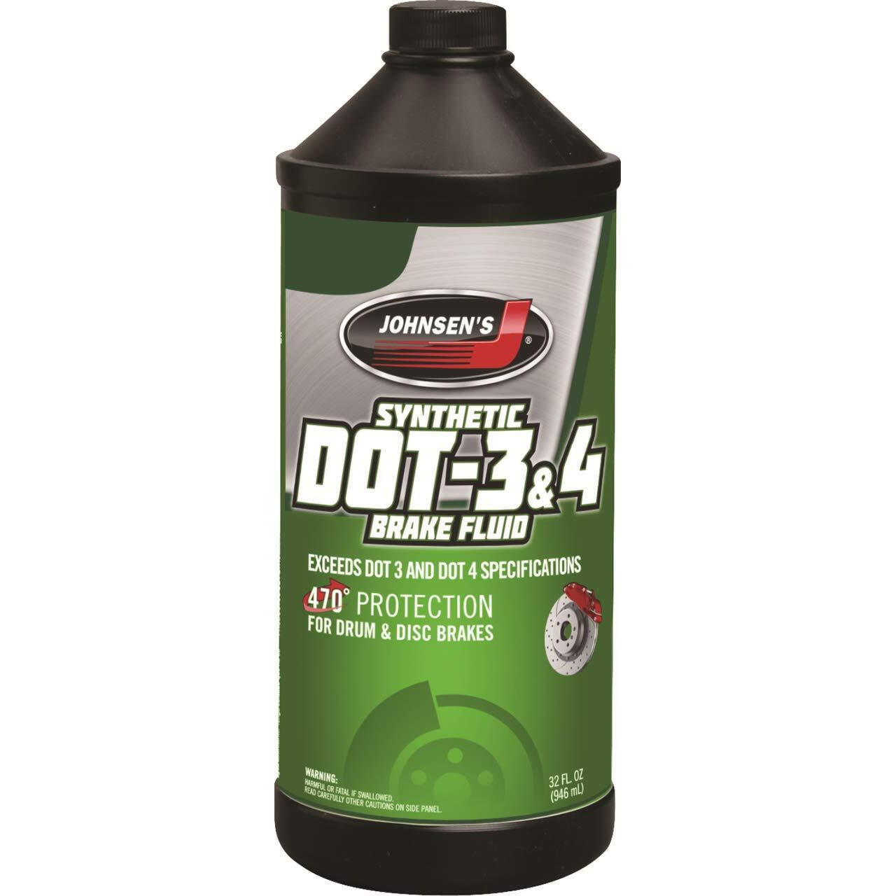 Johnsen's 5032 Premium Synthetic Dot 3 & 4 Brake Fluids, 32 Fl. Oz (Pack Of 1)