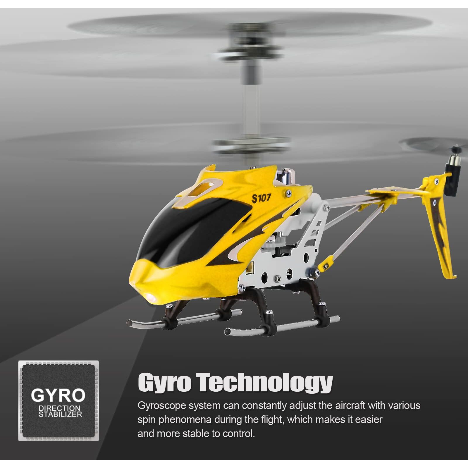 Cheerwing S107/S107G Phantom 3Ch 3.5 Channel Mini Rc Helicopter With Gyro Yellow