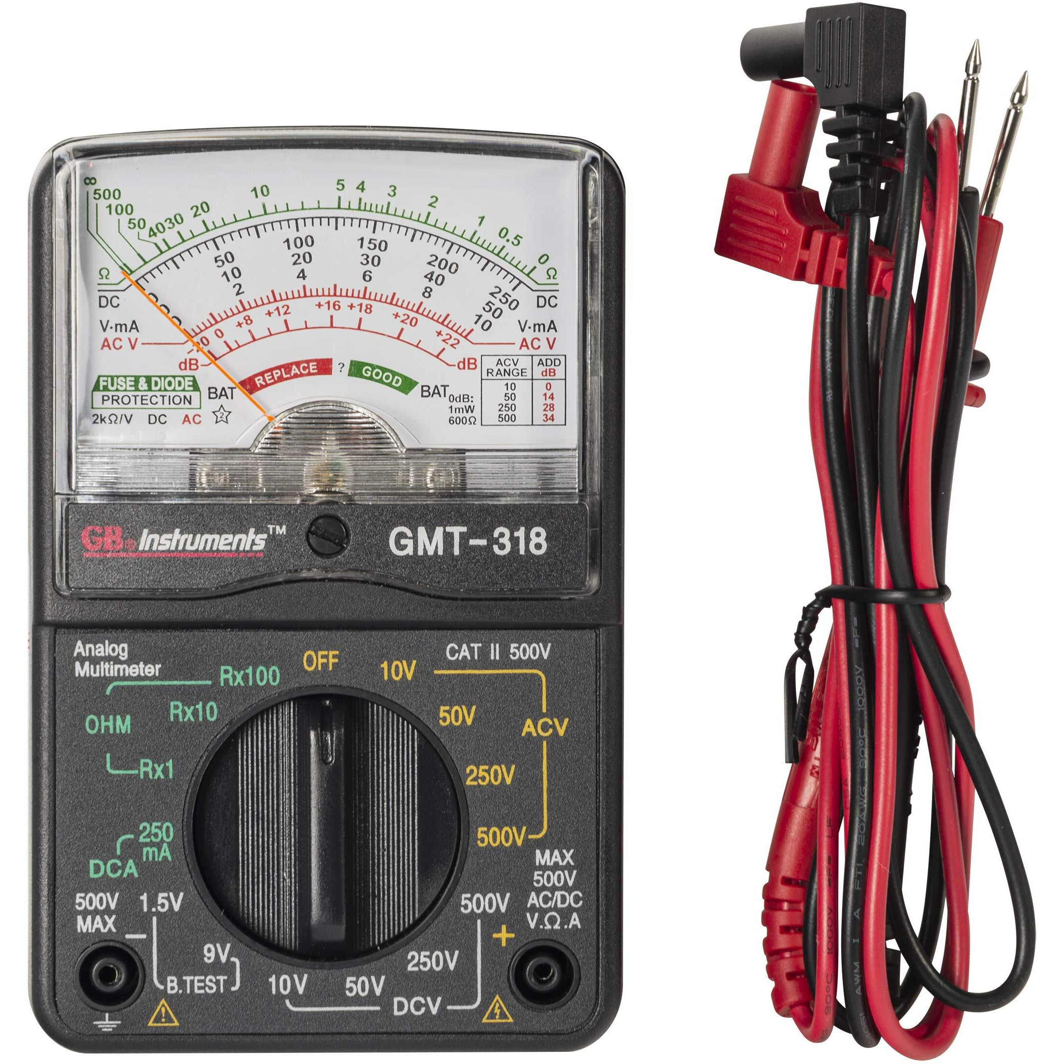 Gardner Bender Gmt-318 Analog Multimeter, 6 Function, 14 Range, Ac / Dc Volt, 500V