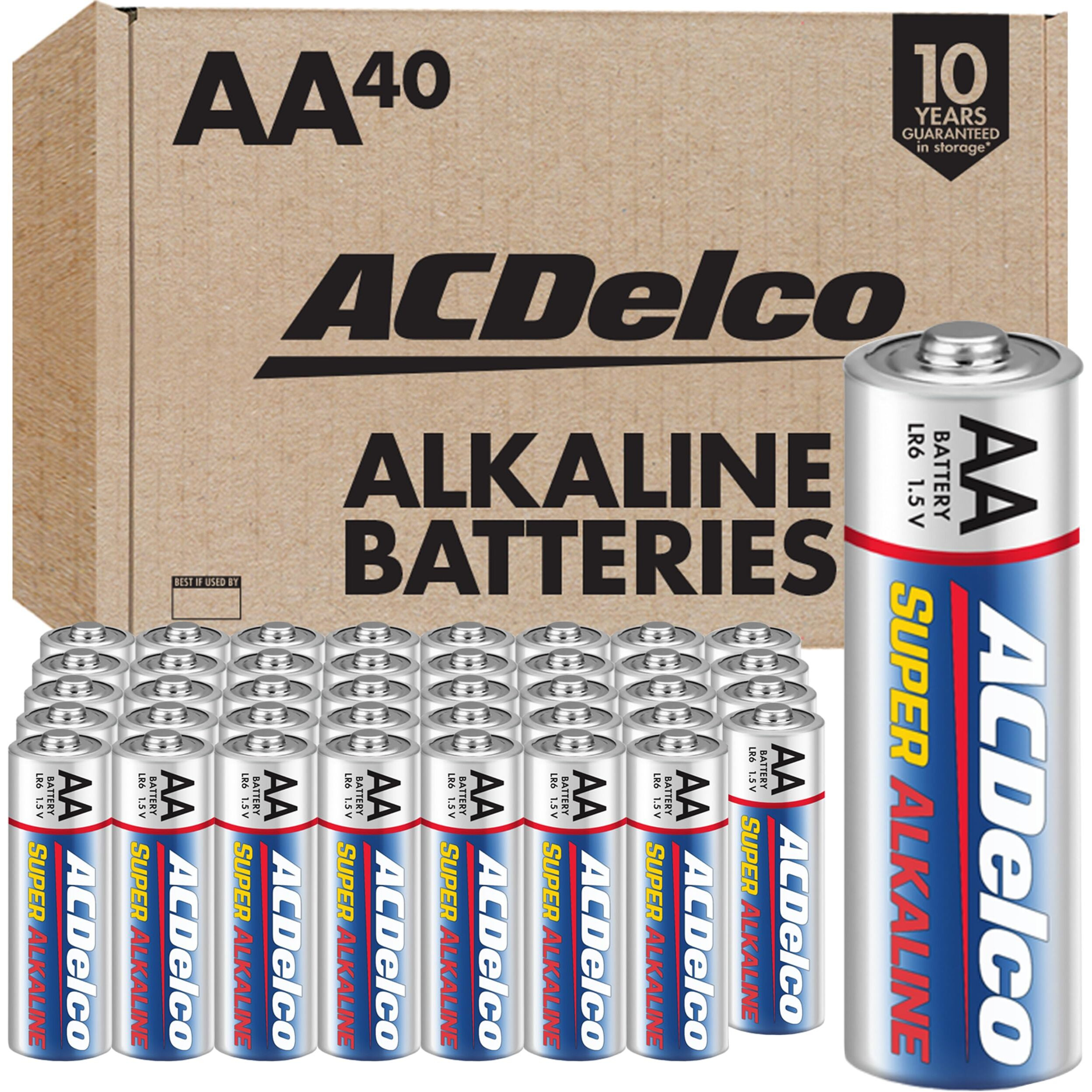 Acdelco 40-Count Aa Batteries, Maximum Power Super Alkaline Battery, 10-Year Shelf Life, Reclosable Packaging, Blue