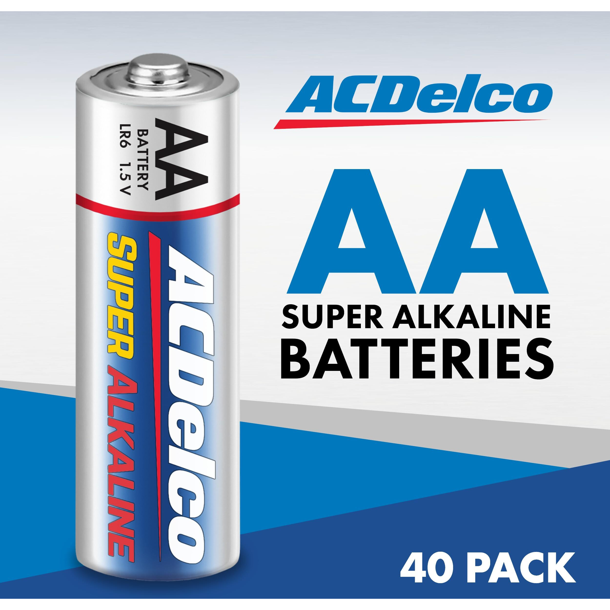 Acdelco 40-Count Aa Batteries, Maximum Power Super Alkaline Battery, 10-Year Shelf Life, Reclosable Packaging, Blue