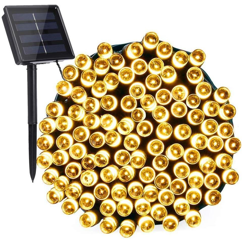Toodour Solar Christmas Lights, 72Ft 200 Led 8 Modes Outdoor Christmas String Lights, Waterproof Solar Fairy Lights For Christmas Tree, Fence, Holiday, Party, Balcony, Christmas Decor - Warm White