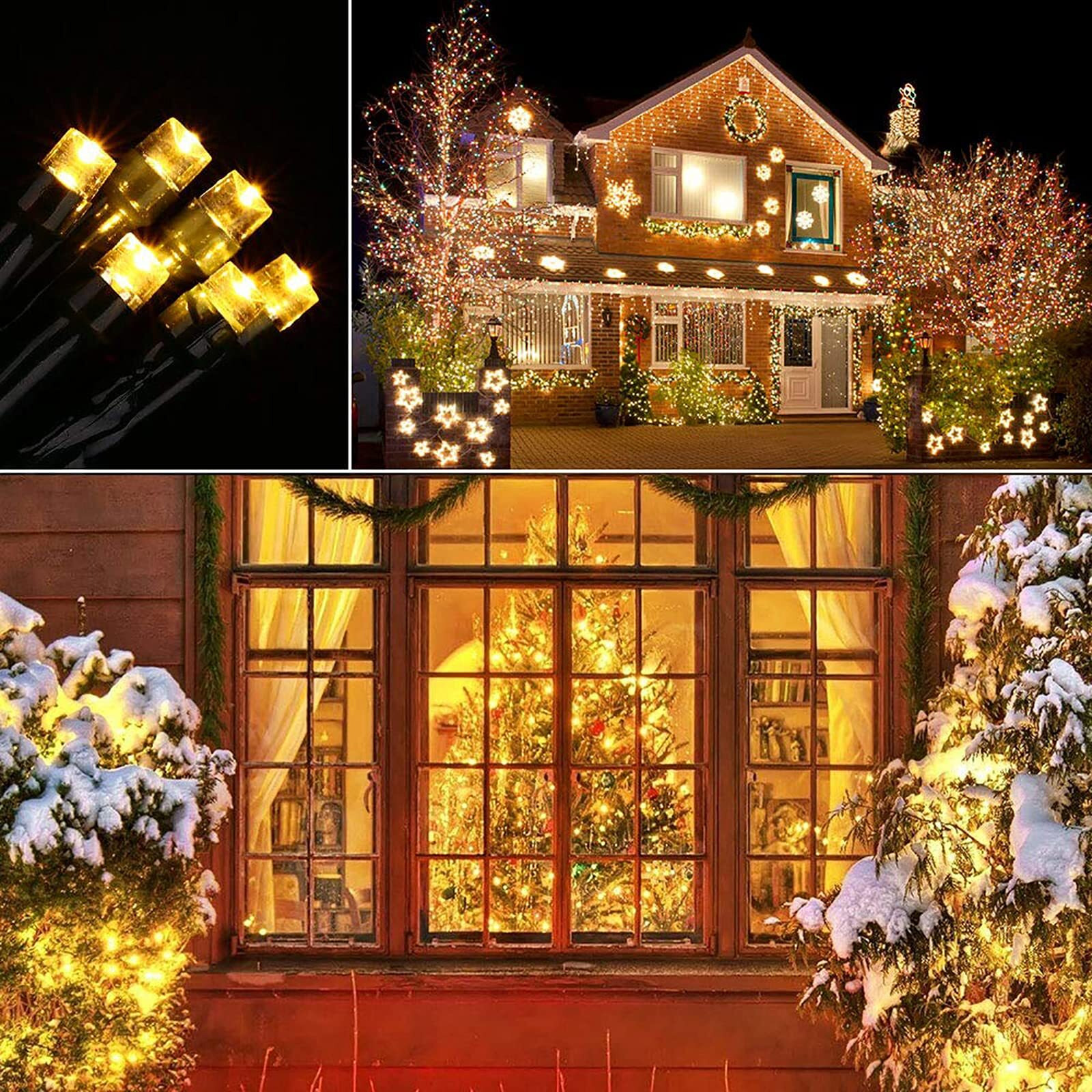 Toodour Solar Christmas Lights, 72Ft 200 Led 8 Modes Outdoor Christmas String Lights, Waterproof Solar Fairy Lights For Christmas Tree, Fence, Holiday, Party, Balcony, Christmas Decor - Warm White