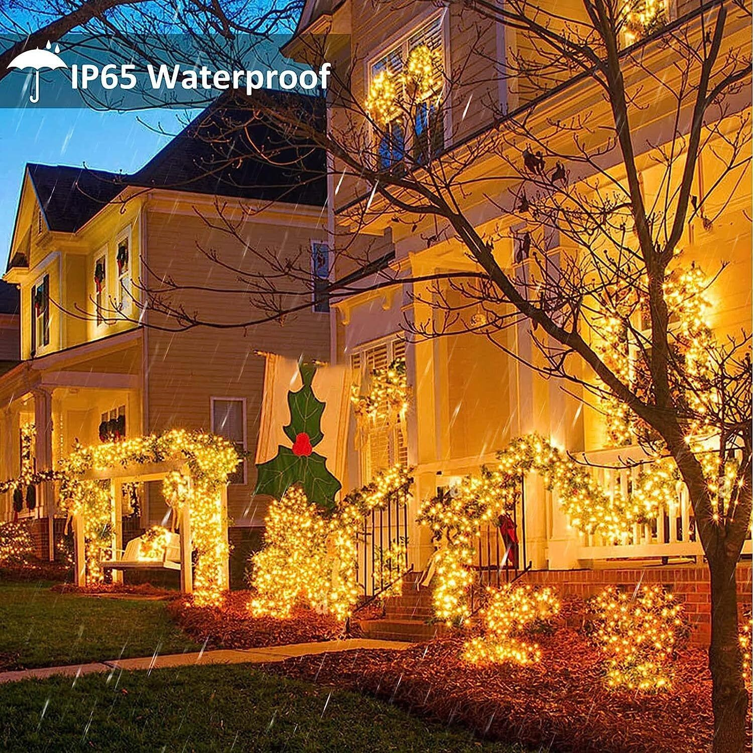Toodour Solar Christmas Lights, 72Ft 200 Led 8 Modes Outdoor Christmas String Lights, Waterproof Solar Fairy Lights For Christmas Tree, Fence, Holiday, Party, Balcony, Christmas Decor - Warm White
