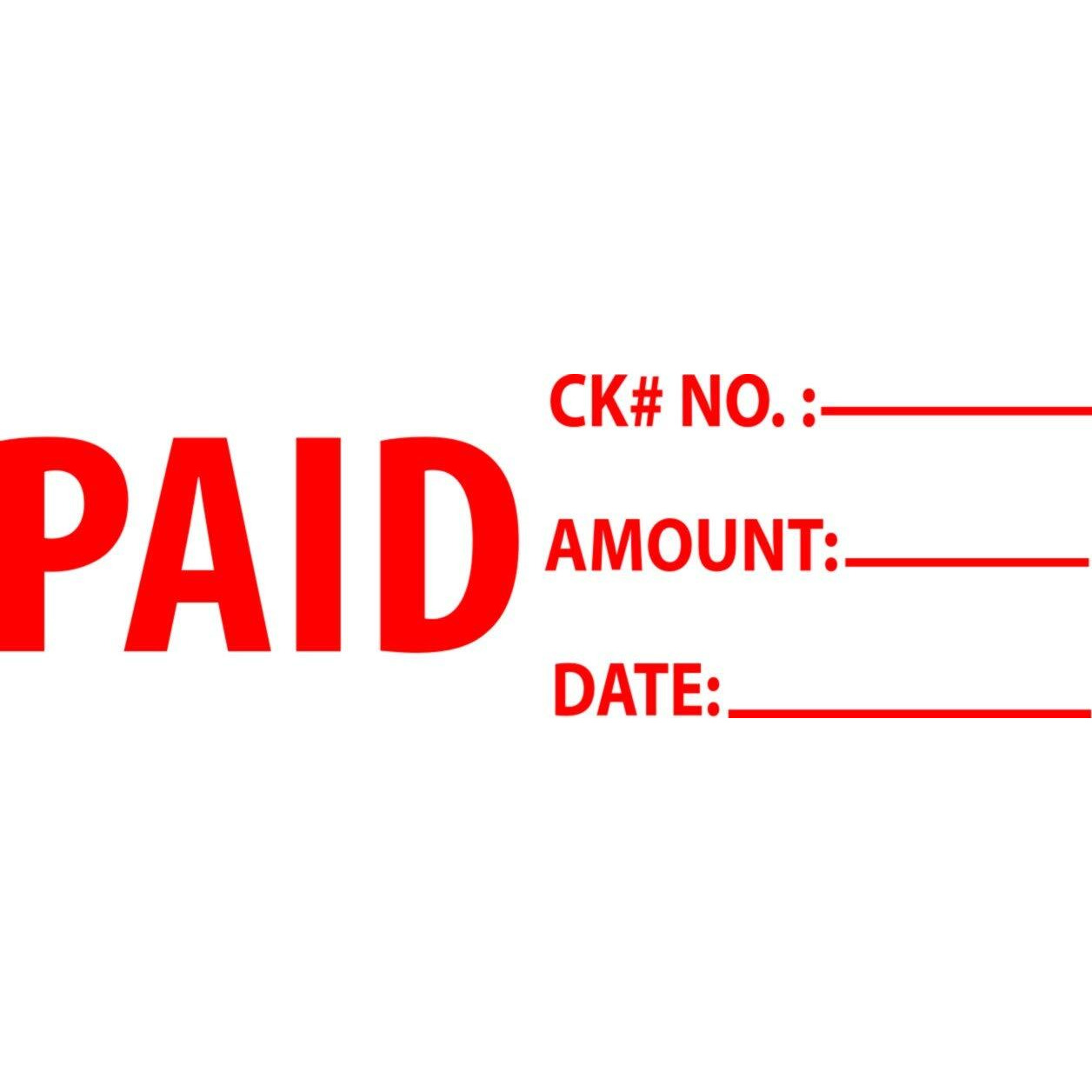 Paid Check No Amount Date With 3 Lines 4915-Self Inking Rubber Stamp Red Ink