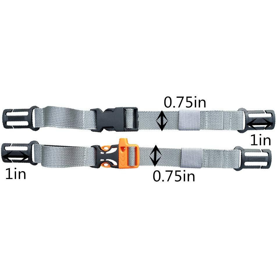 Hdhyk 2 Packs Backpack Chest Strap- Nylon -Suitable For Webbing On The Backpack Up To 25Mm(Grey)