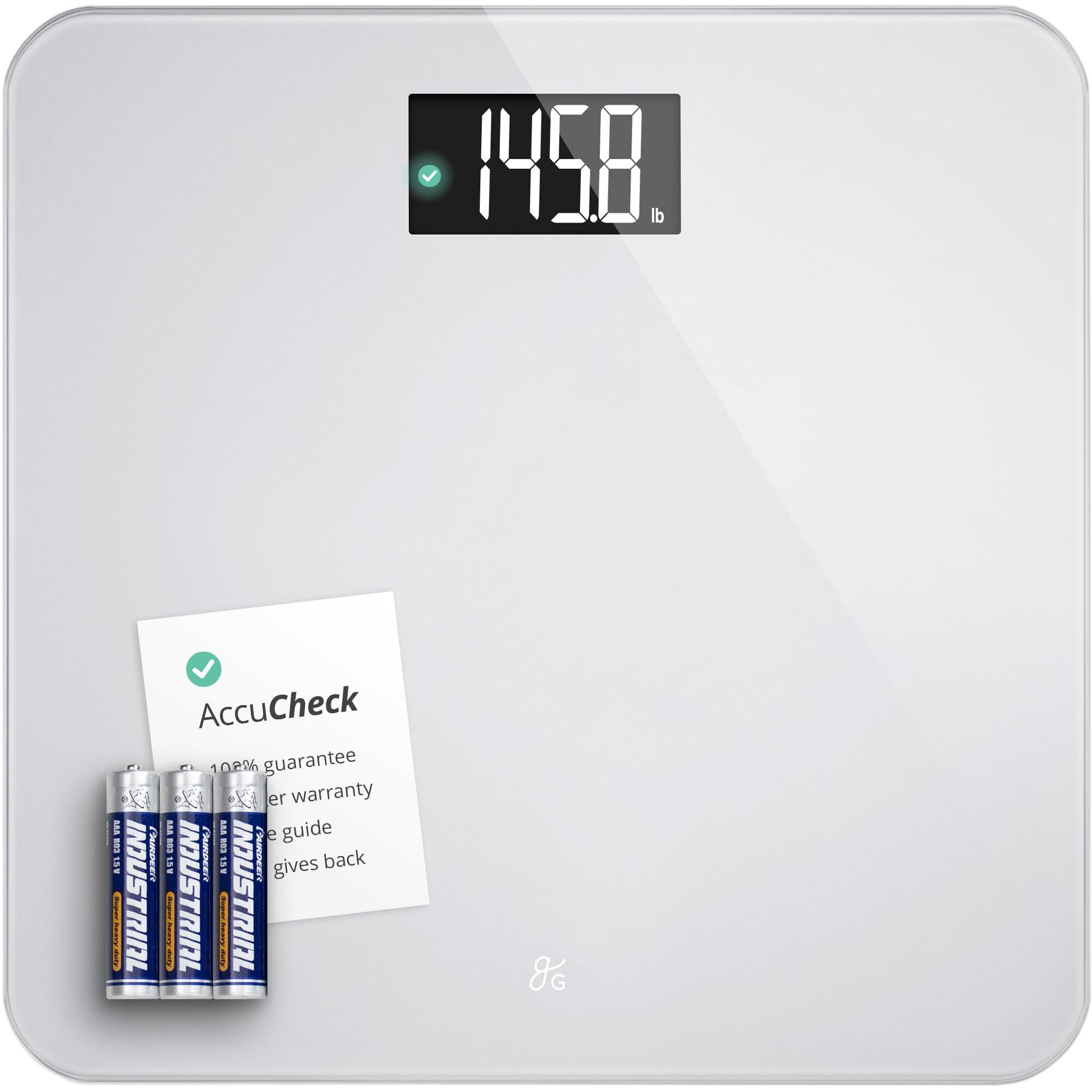 Greater Goods Digital Accucheck Bathroom Scale For Body Weight, Capacity Up To 400 Lbs, Batteries Included, Ash Grey