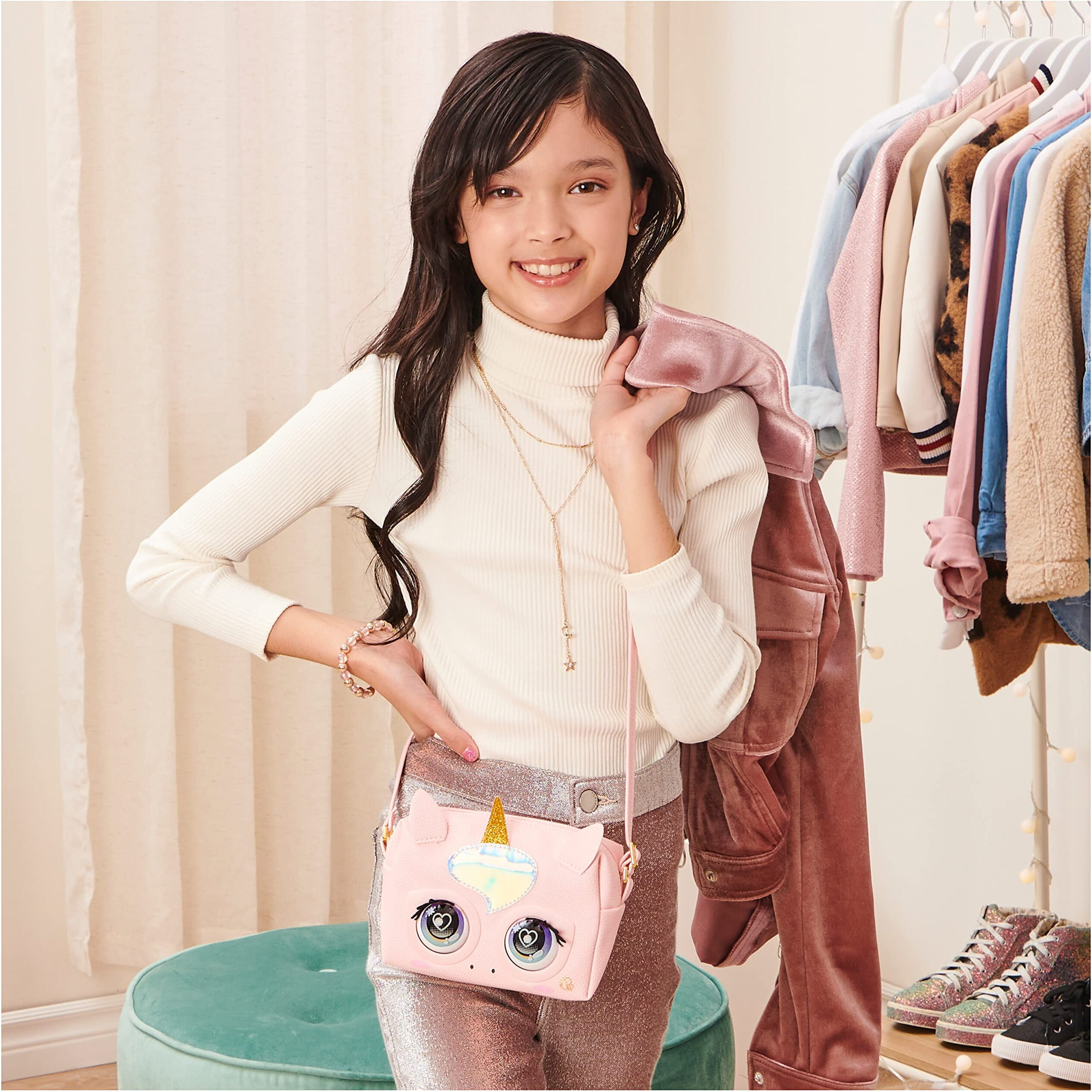 Purse Pets, Glamicorn Unicorn Interactive Pet Toy & Crossbody Kids Purse With Over 25 Sounds And Reactions, Shoulder Bag For Girls, Trendy Tween Gifts