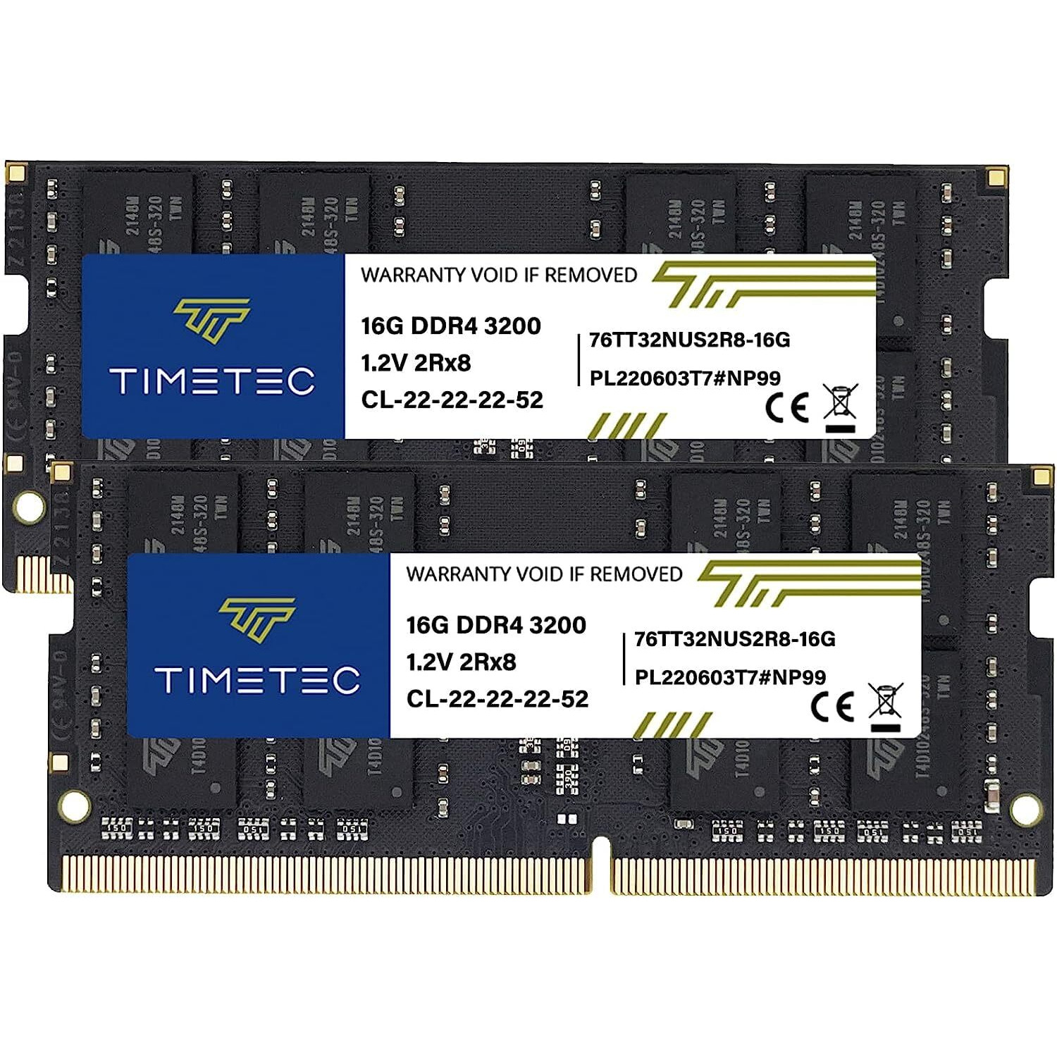 Timetec 32Gb Kit(2X16Gb) Ddr4 3200Mhz (Or 2933Mhz Or 2666Mhz) Pc4-25600 Non-Ecc Unbuffered 1.2V Cl22 2Rx8 Dual Rank 260 Pin Sodimm Laptop Notebook Pc Computer Memory Ram Module Upgrade