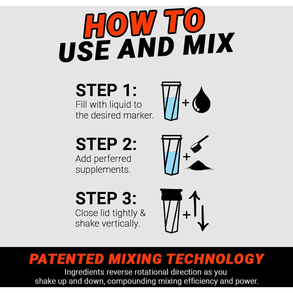 Helimix 2.0 Vortex Blender Shaker Bottle Holds Upto 28Oz | No Blending Ball Or Whisk | Usa Made | Portable Pre Workout Whey Protein Drink Cup | Mixes Cocktails Smoothies Shakes | Top Rack Safe
