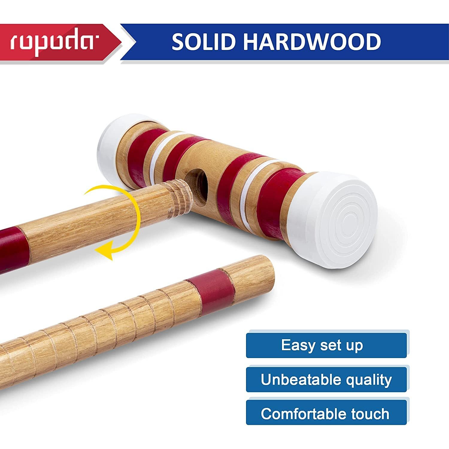 Ropoda Six-Player Croquet Set With Wooden Mallets, Colored Balls, Sturdy Carrying Bag For Adults &Kids, Perfect For Lawn,Backyard,Park And More