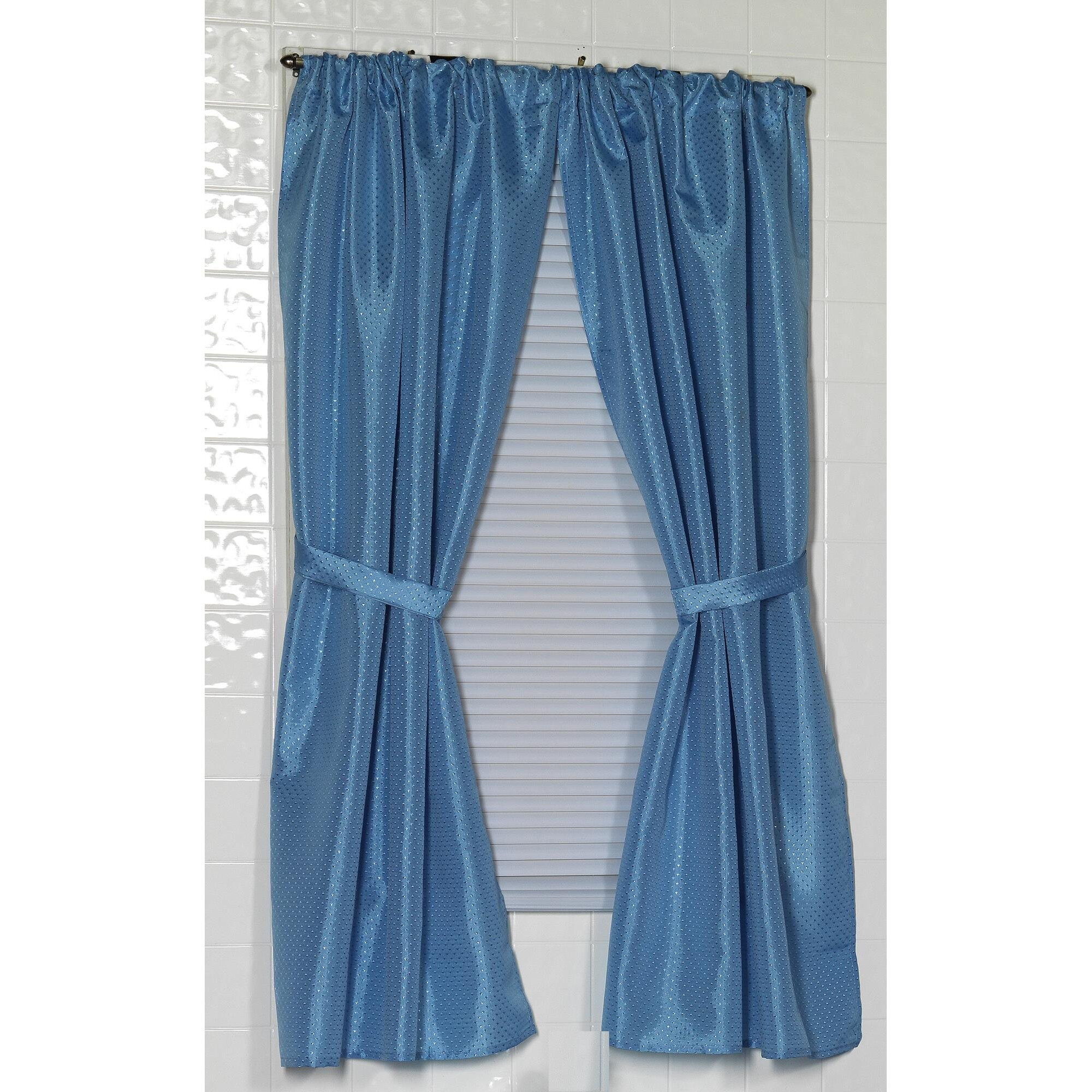 Carnation Home Fashions Lauren Dobby Fabric Bathroom Window Curtain, 34-Inch By 54-Inch, Light Blue