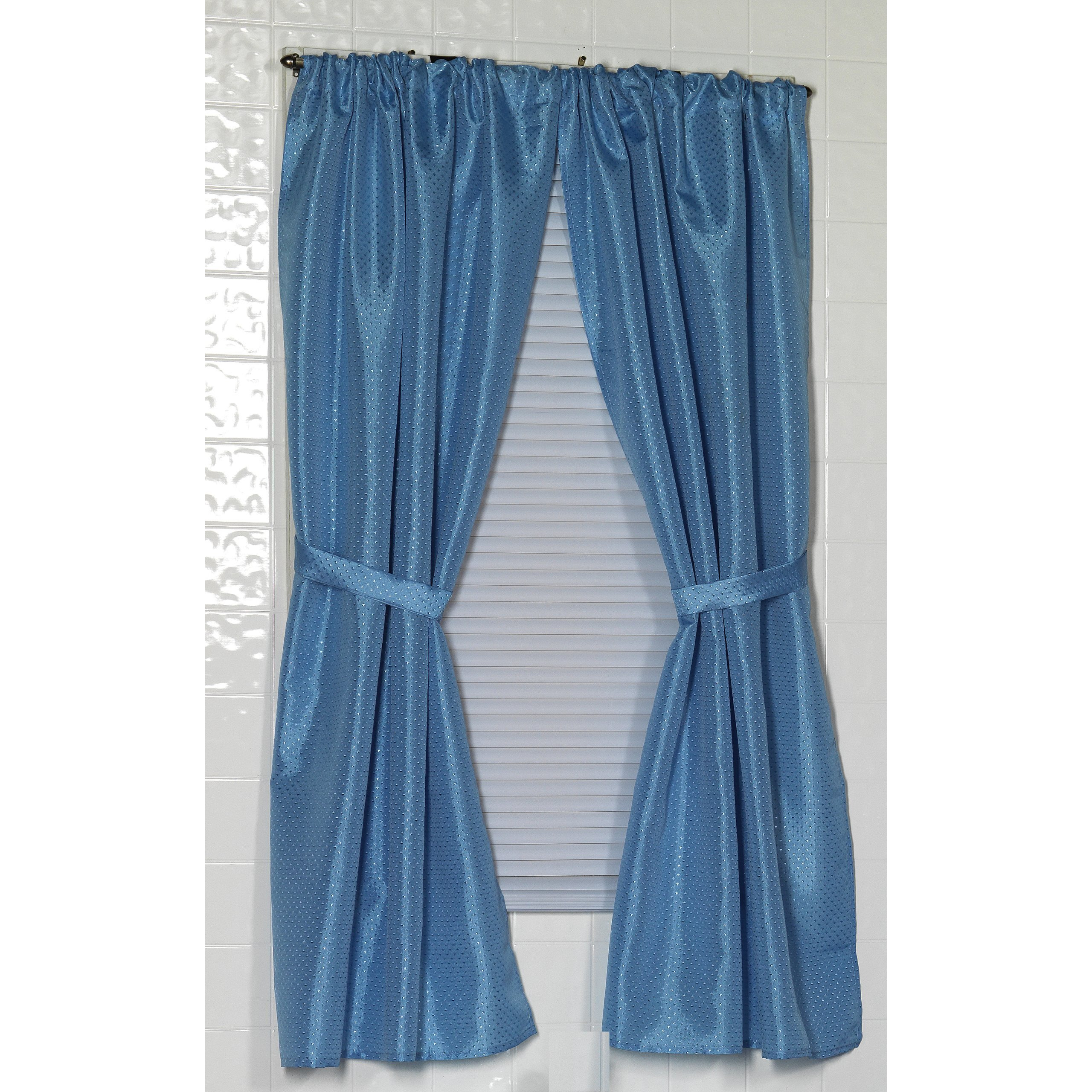 Carnation Home Fashions Lauren Dobby Fabric Bathroom Window Curtain, 34-Inch By 54-Inch, Light Blue