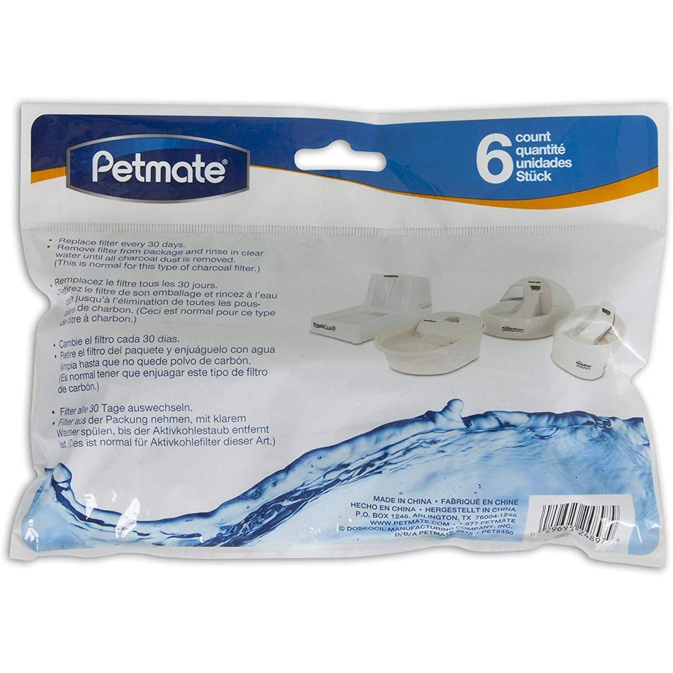Petmate 6 Count Fresh Flow Replacement Filter,Gray