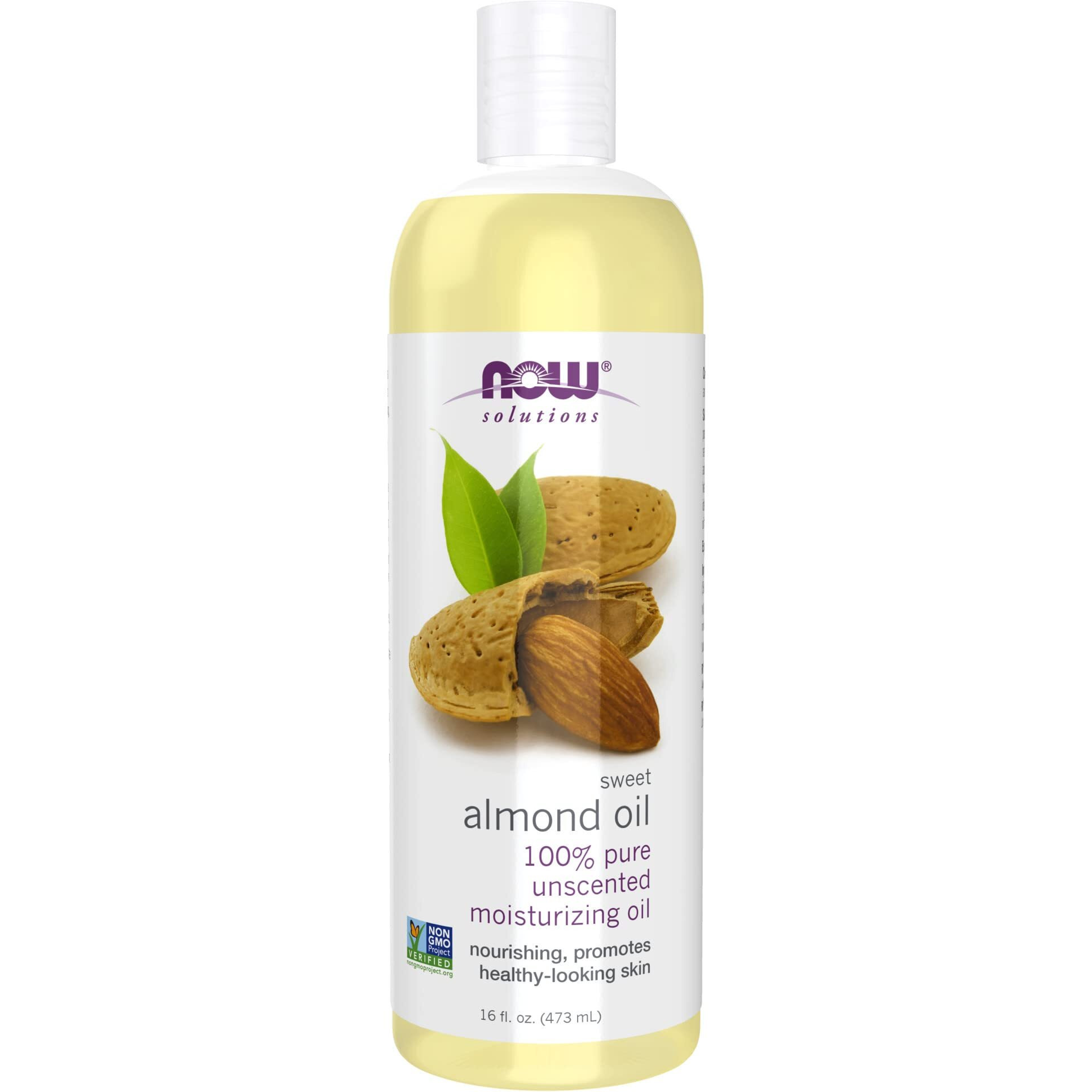 Now Foods Solutions, Sweet Almond Oil, 100% Pure Moisturizing Oil, Promotes Healthy-Looking Skin, Unscented Oil, 16-Ounce,Package May Vary