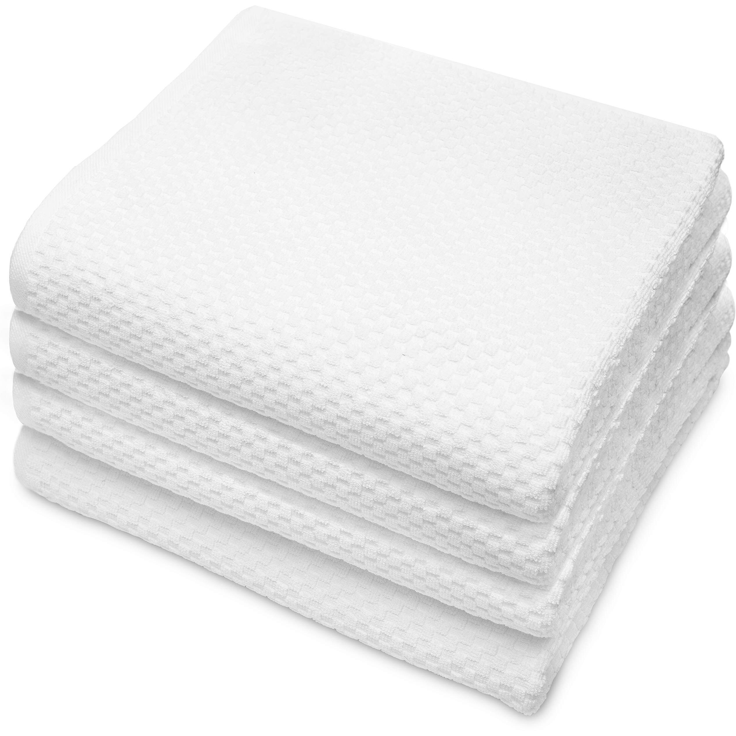 Cotton Craft- Euro Spa Set Of 4 Luxury Waffle Weave Bath Towels, Oversized Pure Ringspun Cotton, 30 Inch X 56 Inch, White
