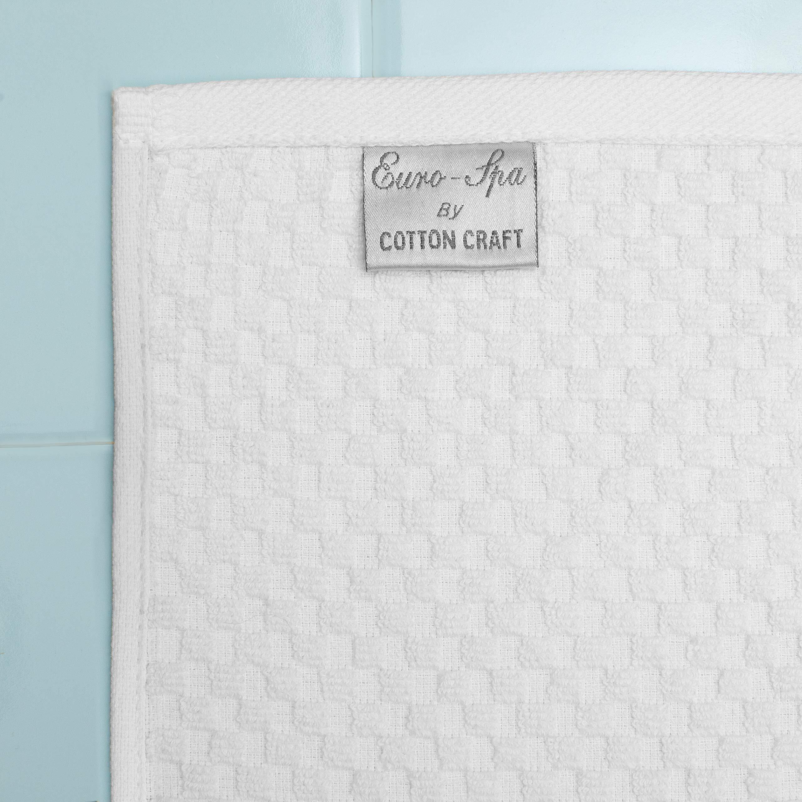 Cotton Craft- Euro Spa Set Of 4 Luxury Waffle Weave Bath Towels, Oversized Pure Ringspun Cotton, 30 Inch X 56 Inch, White