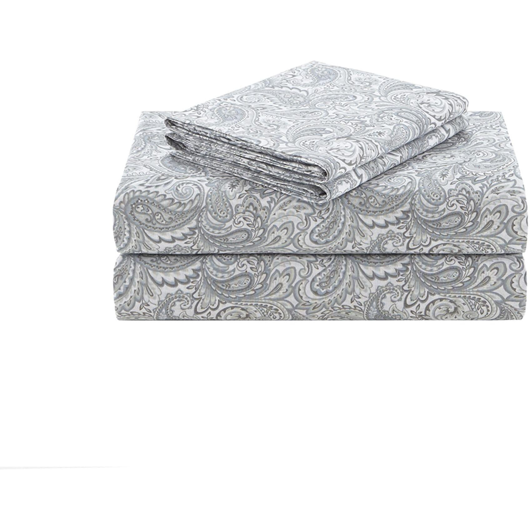 Comfort Spaces 100% Cotton Sheet Set Breathable, Lightweight, Soft With 14"" Elastic Pocket Fits Up To 16"" Mattress, All Season Cozy Bedding, Matching Pillow Case, Cal King Paisley Multi 4 Piece