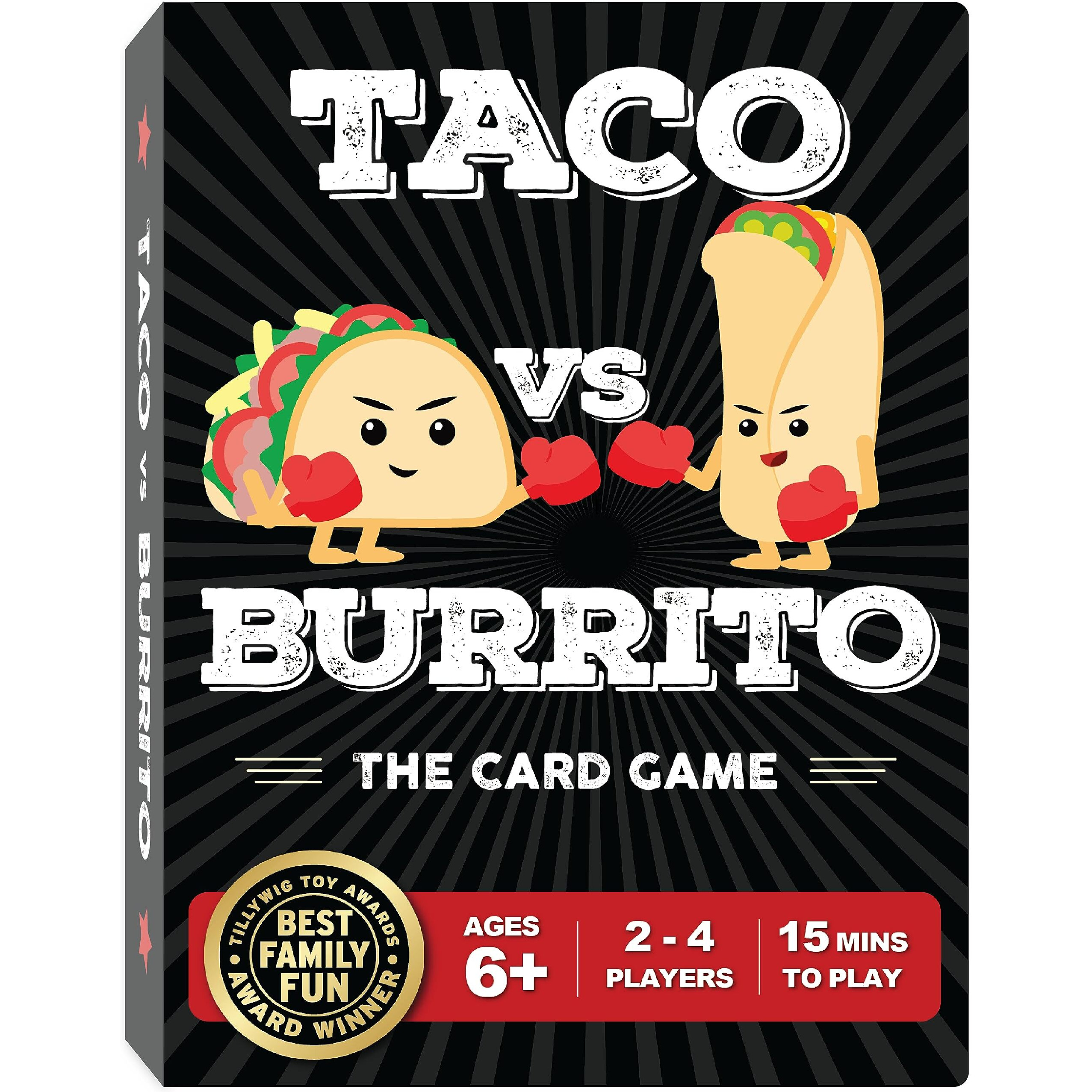 Taco Vs Burrito Family Board Games For Kids 6-8, 8-12 & Up - Fun Travel Family Card Games For Everyone, Gifts For 7, 8, 9 And 10 Year Old Boys And Girls