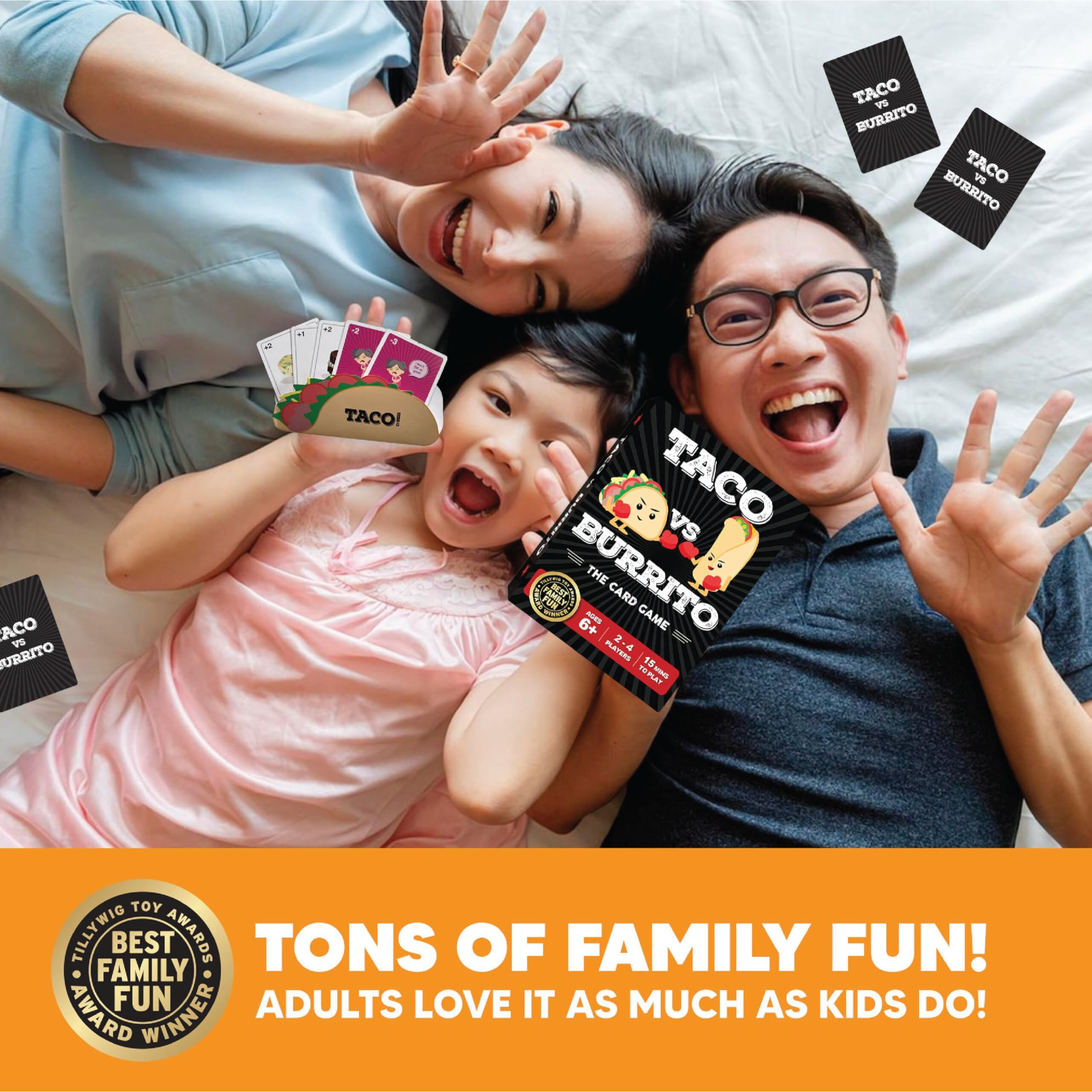 Taco Vs Burrito Family Board Games For Kids 6-8, 8-12 & Up - Fun Travel Family Card Games For Everyone, Gifts For 7, 8, 9 And 10 Year Old Boys And Girls