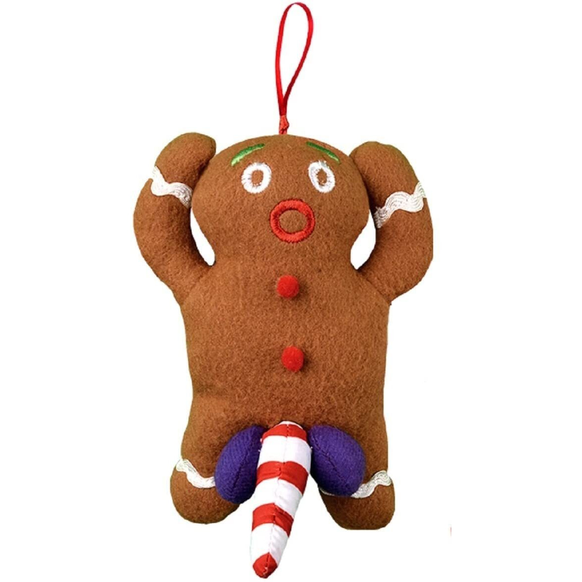Naughty Dirty Talking Gingerbread Man Christmas Tree Ornament And Gag Gift, Tan