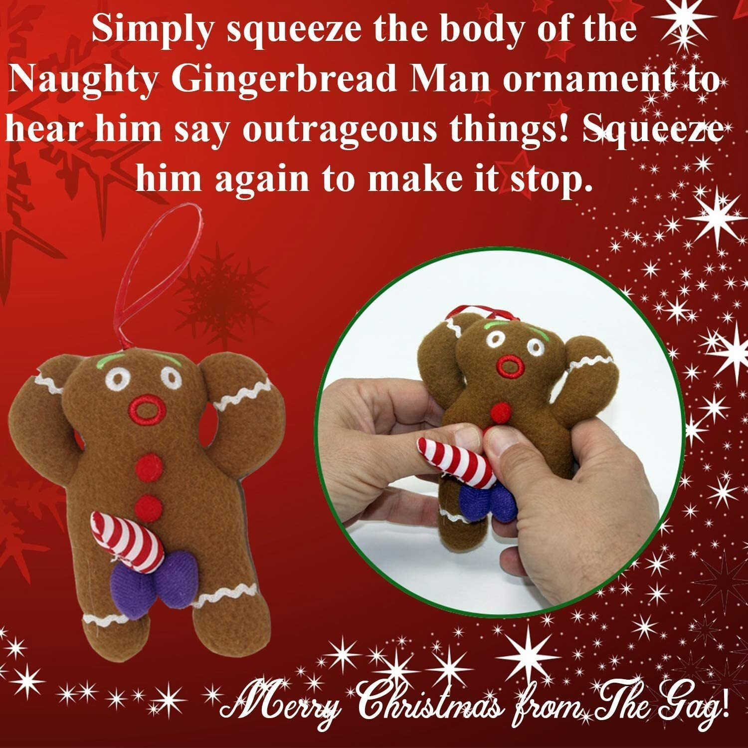 Naughty Dirty Talking Gingerbread Man Christmas Tree Ornament And Gag Gift, Tan
