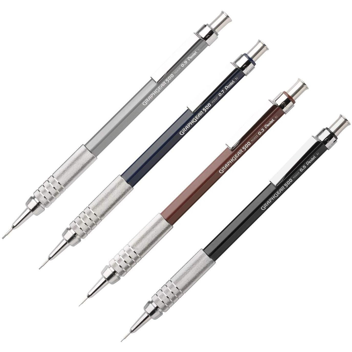 Pentel Graphgear 500 Automatic Drafting Pencils - Pg523E, Pg525A, Pg527C, Pg529N, 1 For Each