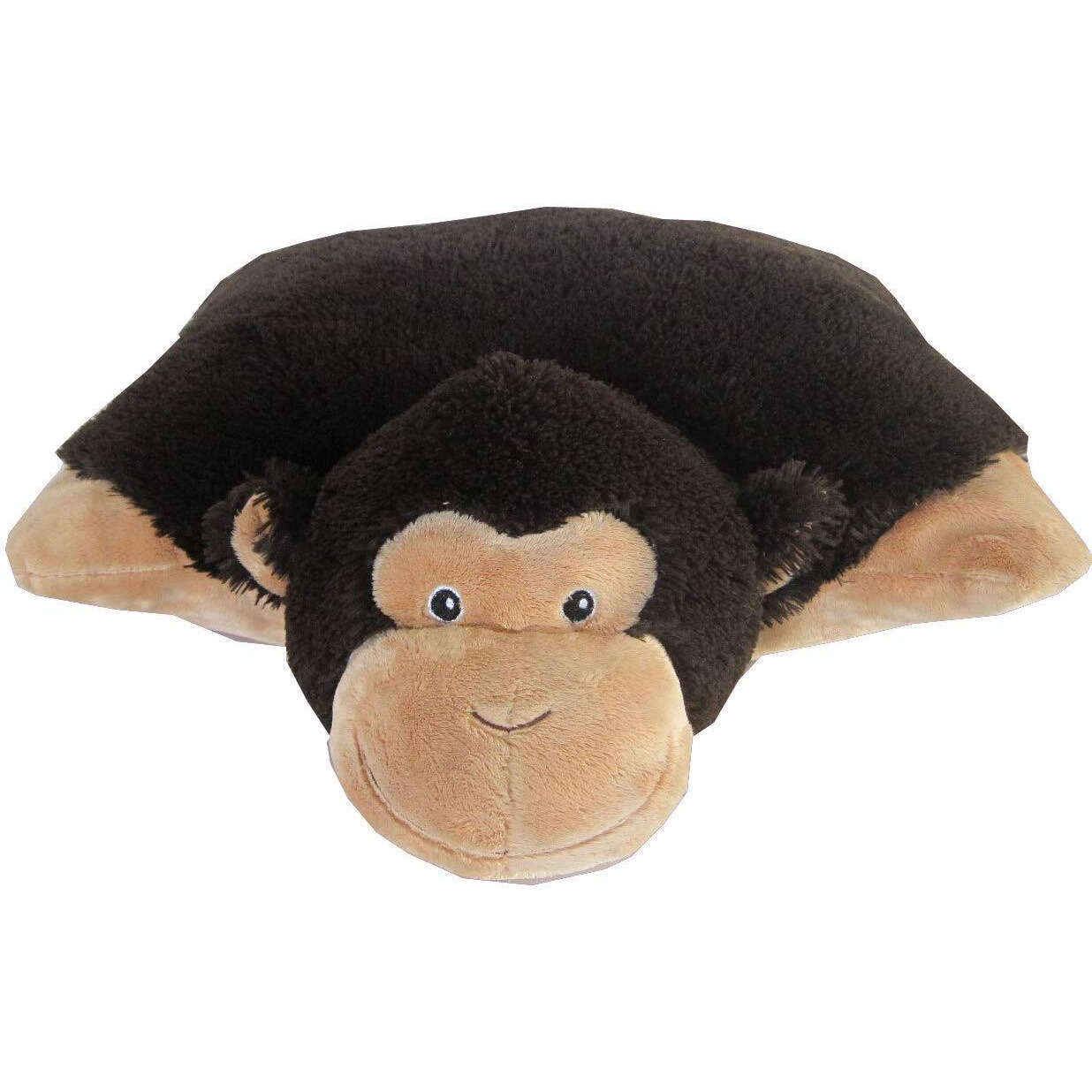 Monkey Zoopurr Pets 19"" Large, 2-In-1 Stuffed Animal And Pillow With Embroidered Eyes | Expandable Cushion | Premium Soft Plush Cute Toy Travel Comfort | Great Present For Toddlers & Kids