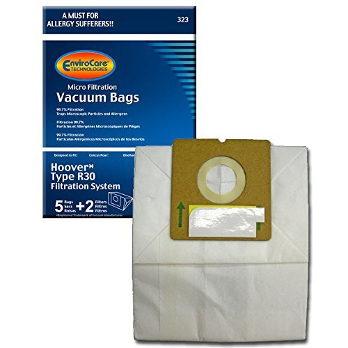 Envirocare Replacement Micro Filtration Vacuum Cleaner Dust Bags Designed To Fit Hoover R30 Canisters. 5 Bags And 2 Filters