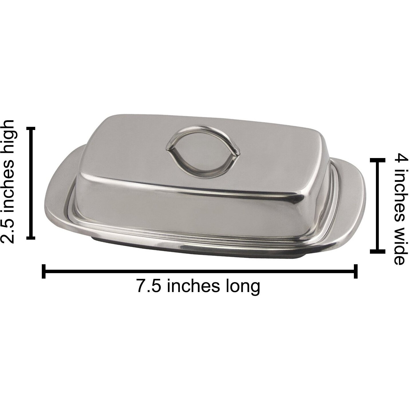 Cuisinox Stainless Steel Butter Dish With Lid, 4"" X 7.5""