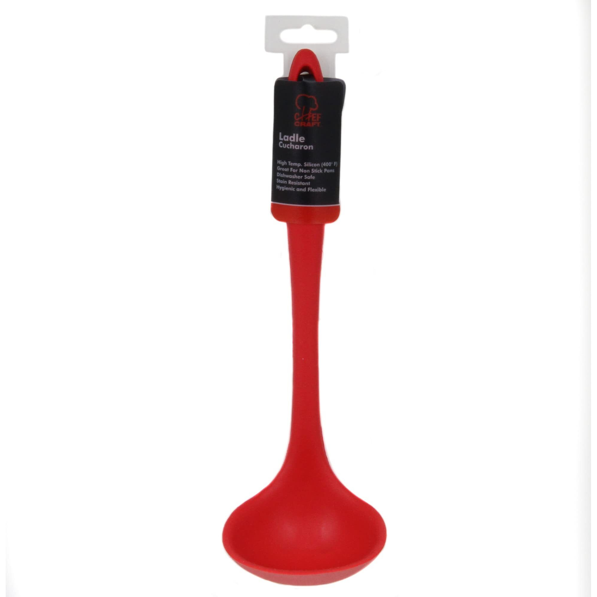 Chef Craft Premium Silicone Cooking Ladle, 11.25 Inch, Red