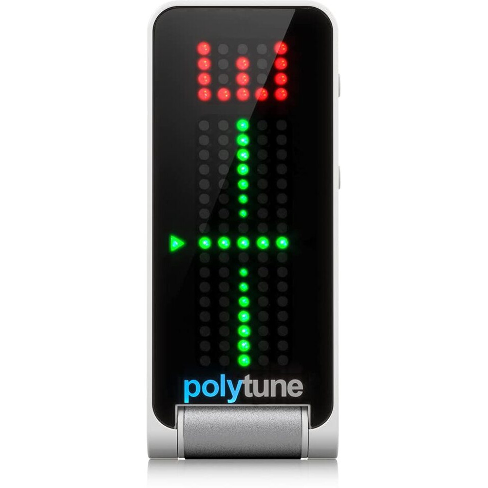 Tc Electronic Polytune Clip Clip-On Tuner With Polyphonic, Strobe And Chromatic Modes And 108 Led Matrix Display For Ultimate Tuning Performance