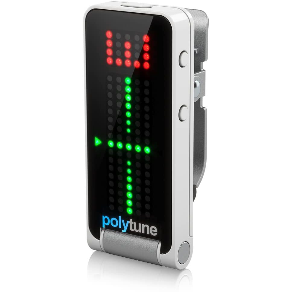 Tc Electronic Polytune Clip Clip-On Tuner With Polyphonic, Strobe And Chromatic Modes And 108 Led Matrix Display For Ultimate Tuning Performance