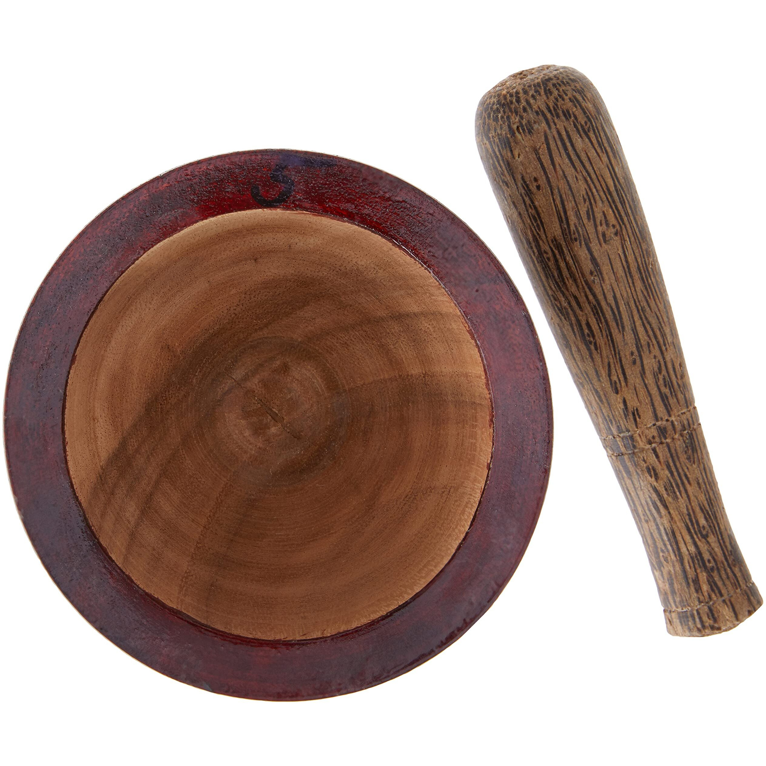 Thai Mortar Pestle Grinding Cookware Thai Food Menu Recipe Kitchen Tool Product Of Thailand (5 Inch)