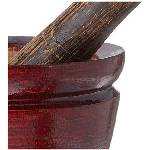 Thai Mortar Pestle Grinding Cookware Thai Food Menu Recipe Kitchen Tool Product Of Thailand (5 Inch)