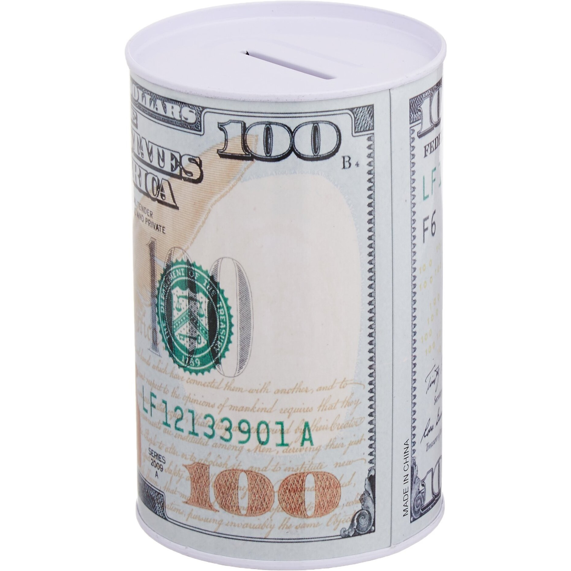 Home Bay Metal Money Piggy Bank With 100 Dollar Bill Wrapping