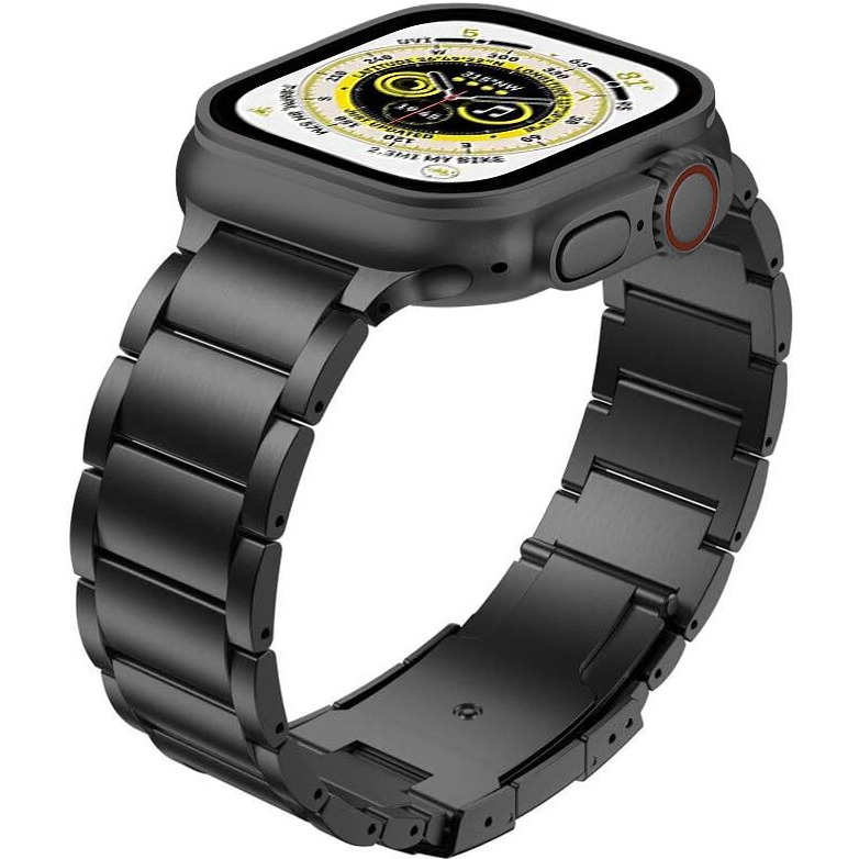 Yeejok Compatible For Apple Watch Ultra 2 Bands 49Mm Titanium Metal For Men Women, Compatible For Apple Watch10 Band 46Mm, Compatible For Apple Watch Series 9 Band, Iwatch 45Mm 44Mm 42Mm Black