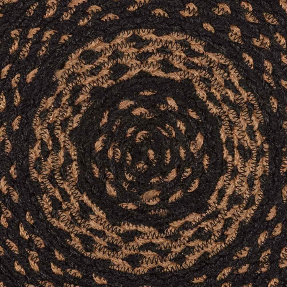 Vhc Brands Farmhouse Primitive Jute Black Textured Striped Oval Table Runner 13"&quotX36""