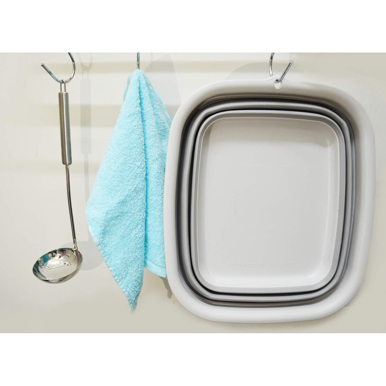 Sammart 7.7L (2 Gallon) Collapsible Tub - Foldable Dish Tub - Portable Washing Basin - Space Saving Plastic Washtub (Grey, S)