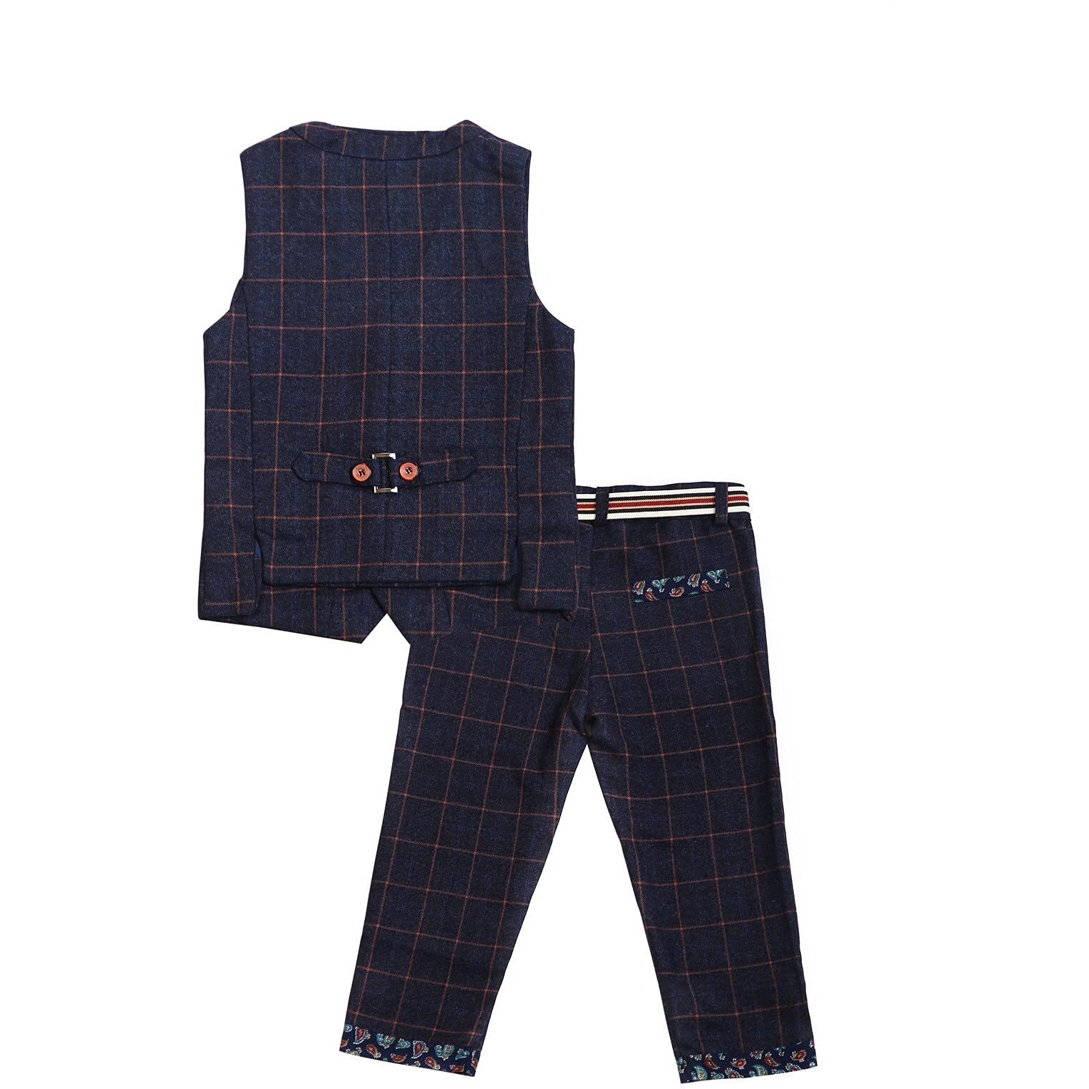 Taojian Baby Vintage Style And Wedding Tuxedo Waistcoat Outfit Suit (As1, Age, 4_Years, Dark Blue)