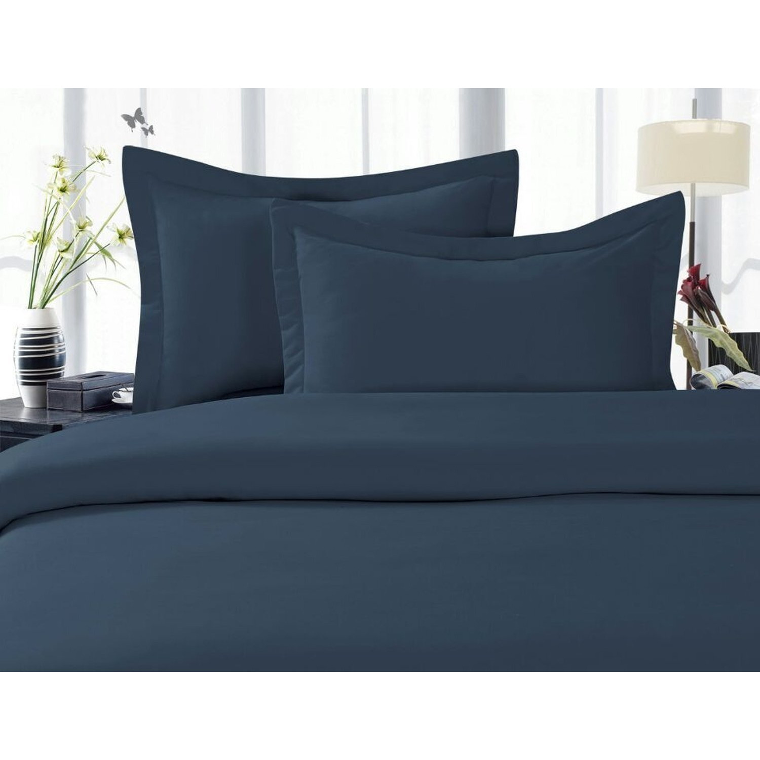 Elegance Linen  1500 Thread Count Wrinkle Resistant 4 Pc Sheet Set, Deep Pocket Up To 18"" - All Size And Colors , King Navy