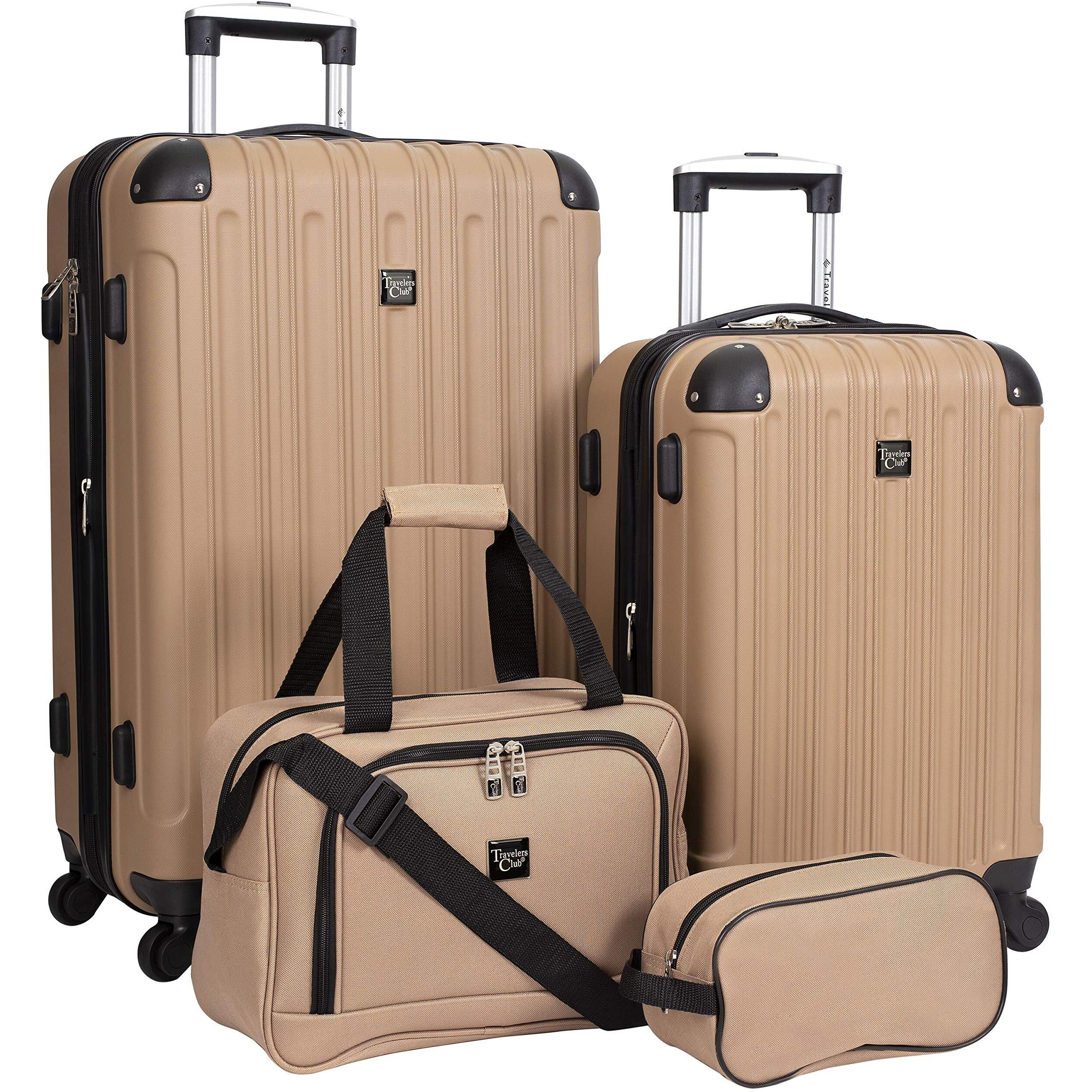 Travelers Club Midtown Hardside Luggage Travel, Tan, 4-Piece Set